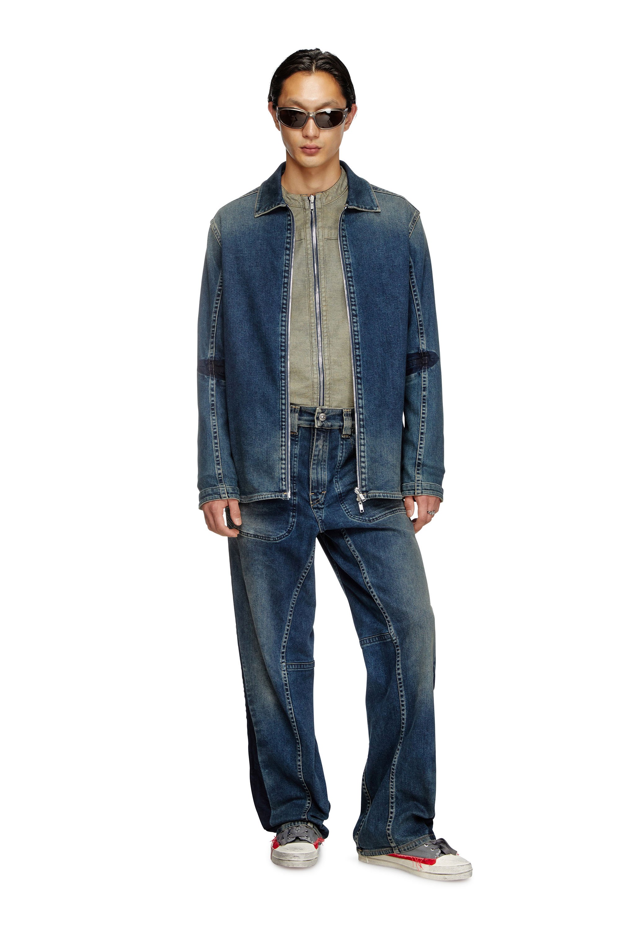 Diesel - D-SIMPLY-RE, Male's Zipped shirt in Rehab denim in ダークブルー - 2