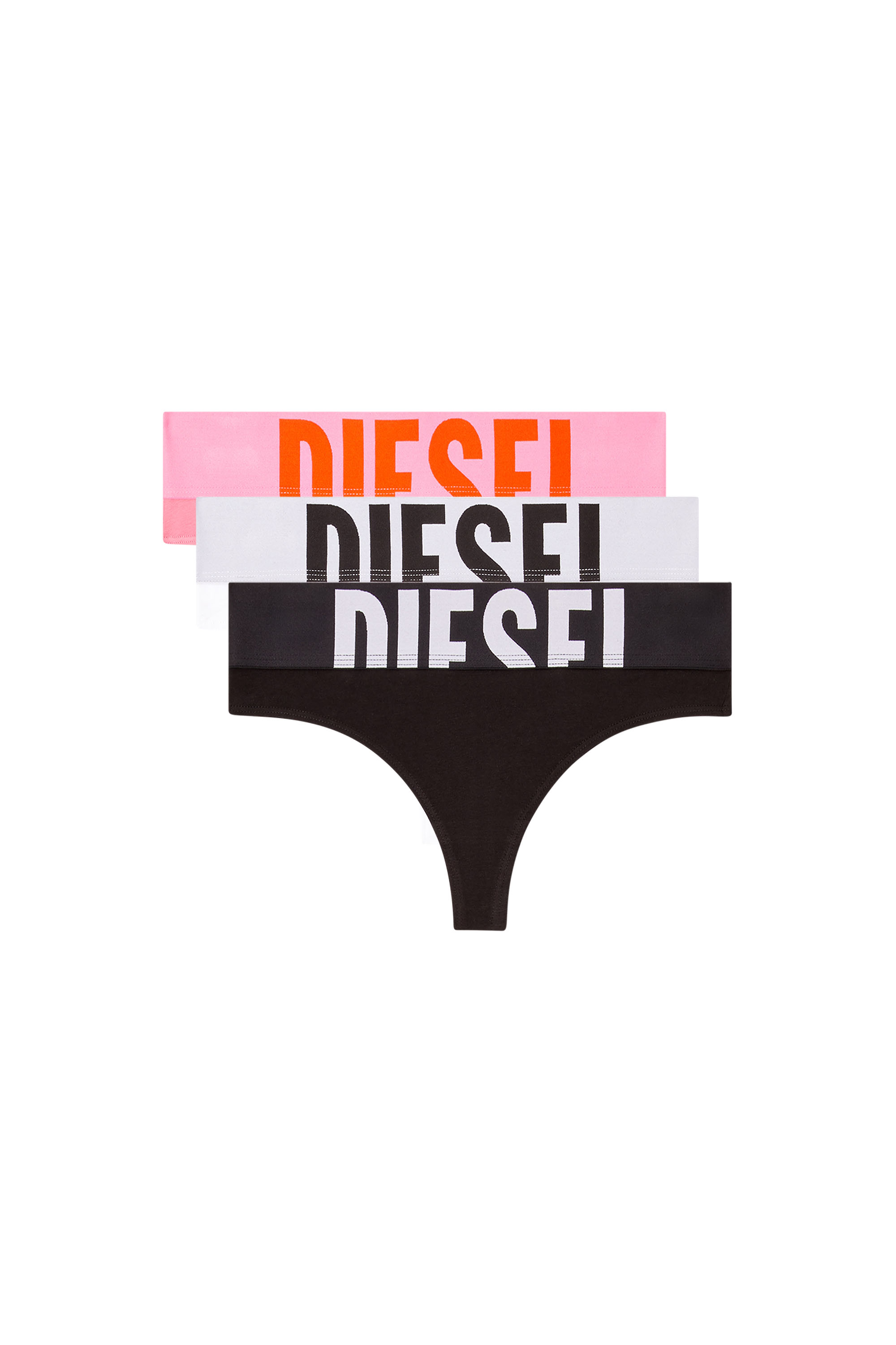 Diesel - UFST-STARS-THREEPACK, Female's Three-pack thongs with cut-off logo in ピンク/ブラック - 1