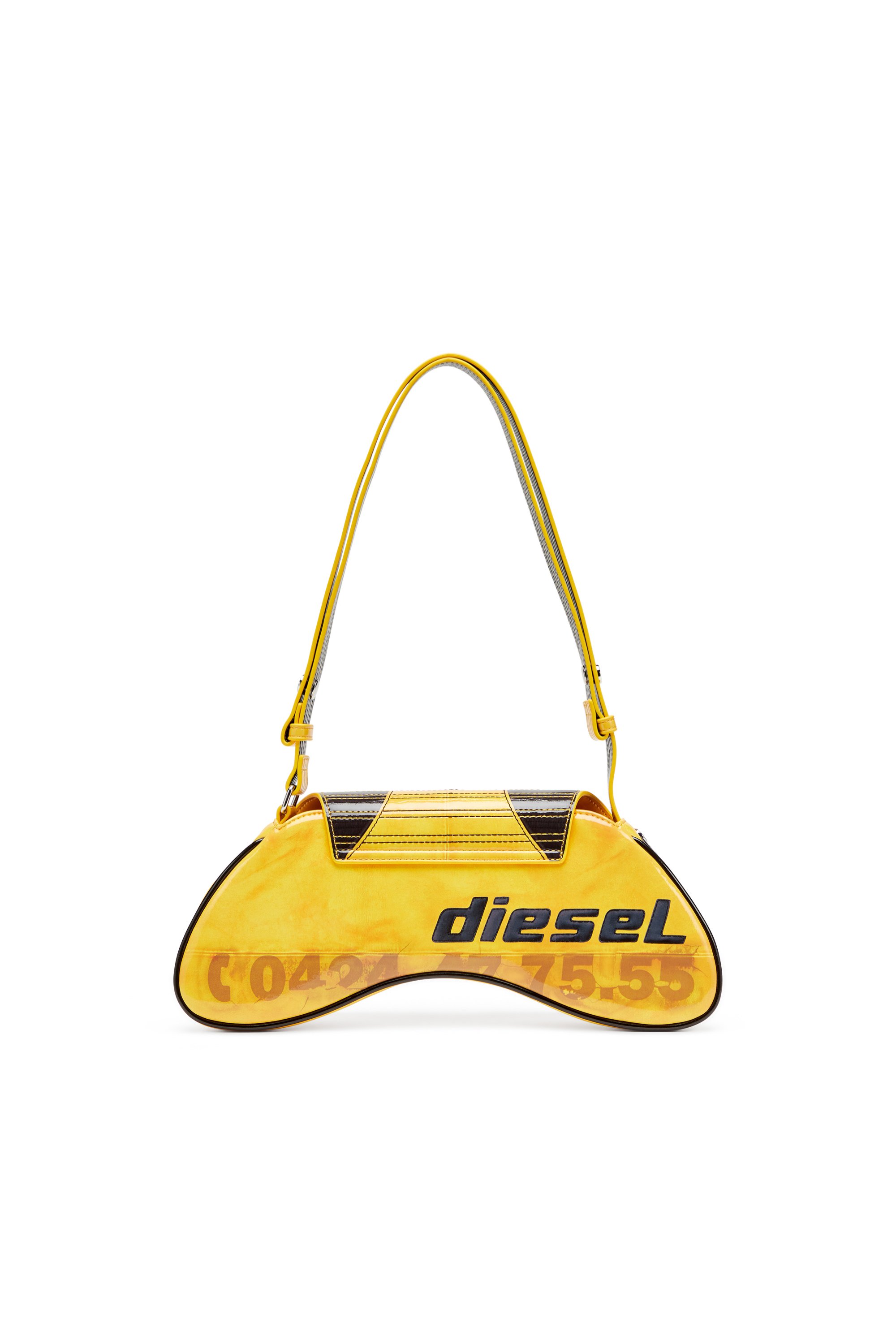 Diesel - PLAY CROSSBODY, Female's Play-Glossy crossbody bag with biker details in イエロー - 2