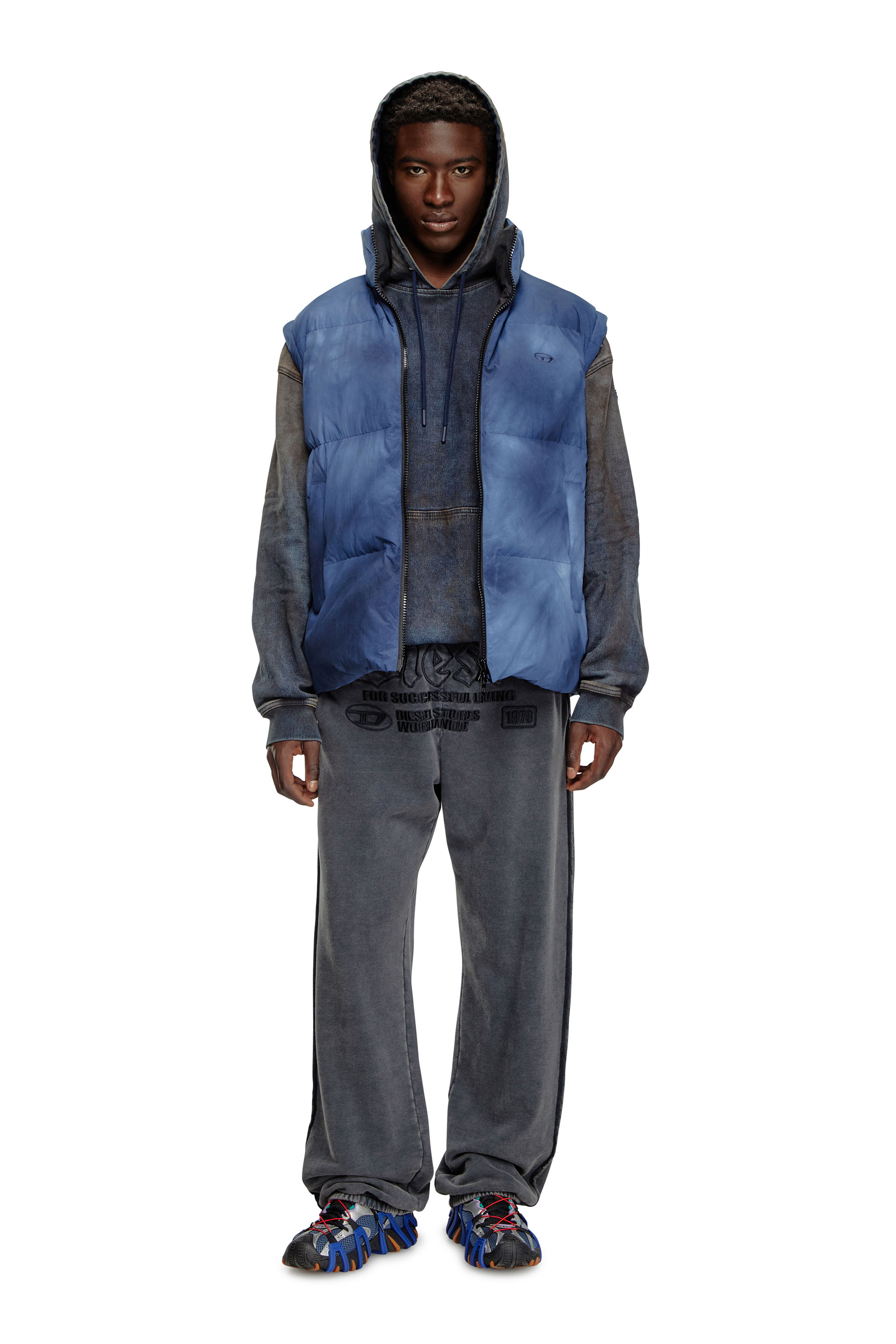 Diesel - W-RAVEEL-SL, Male's Down vest with cloudy effect in ブルー - 2