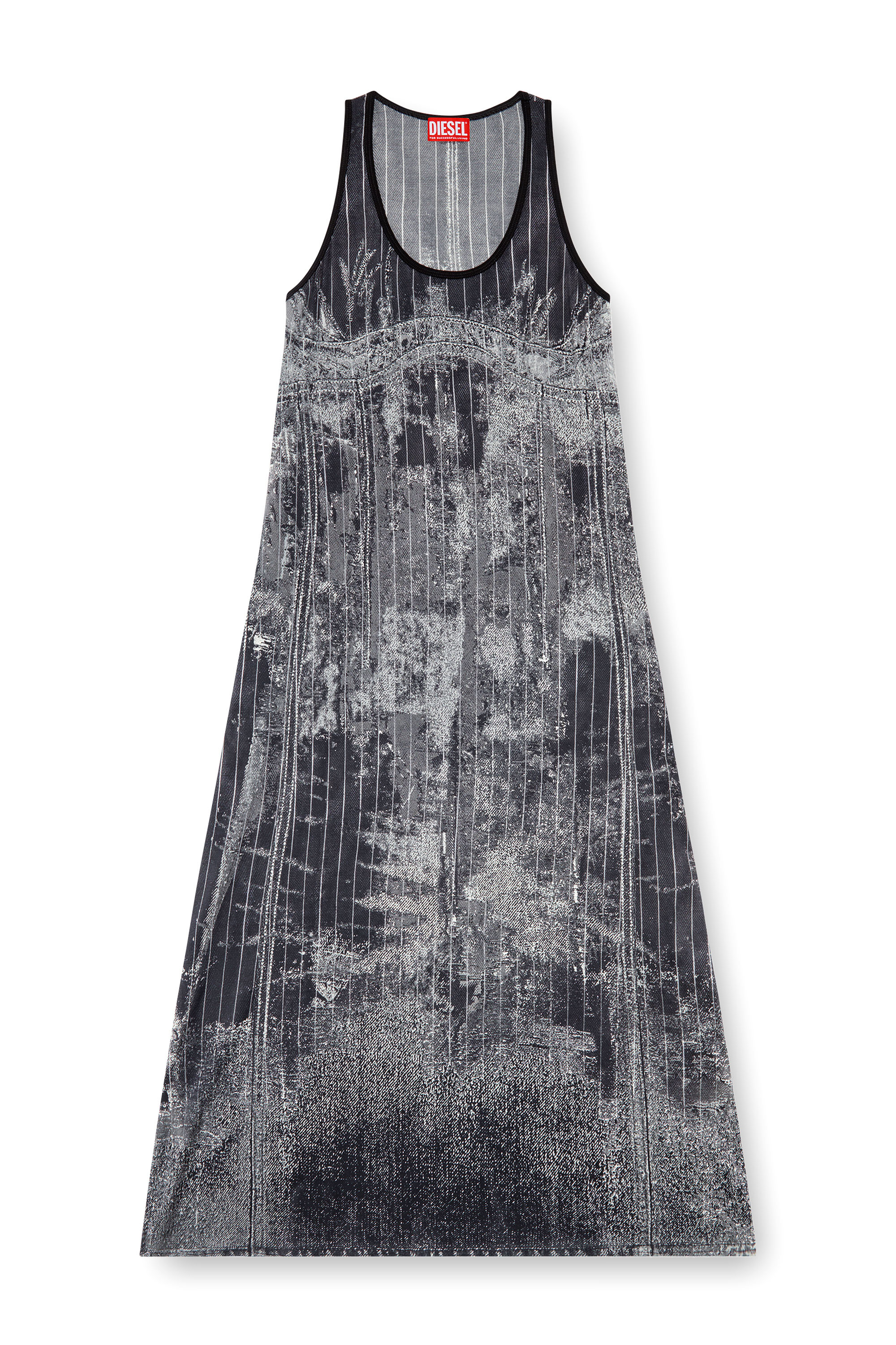 Diesel - D-SCREET, Female Midi dress with print of pinstripe denim in ブラック - Image 5