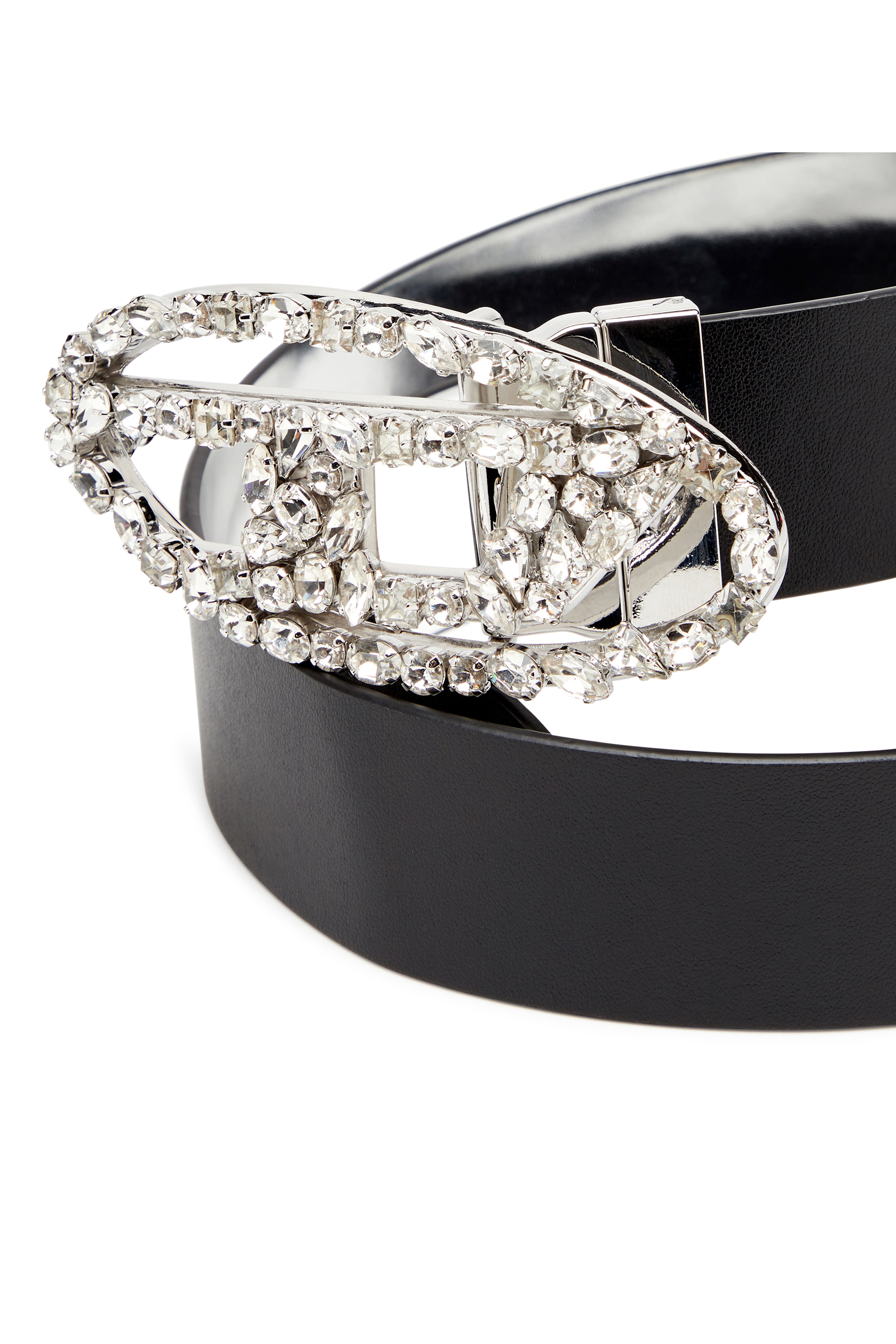 Diesel - B-1DR W REV, Female's Reversible leather belt with crystal buckle in ブラック - 3