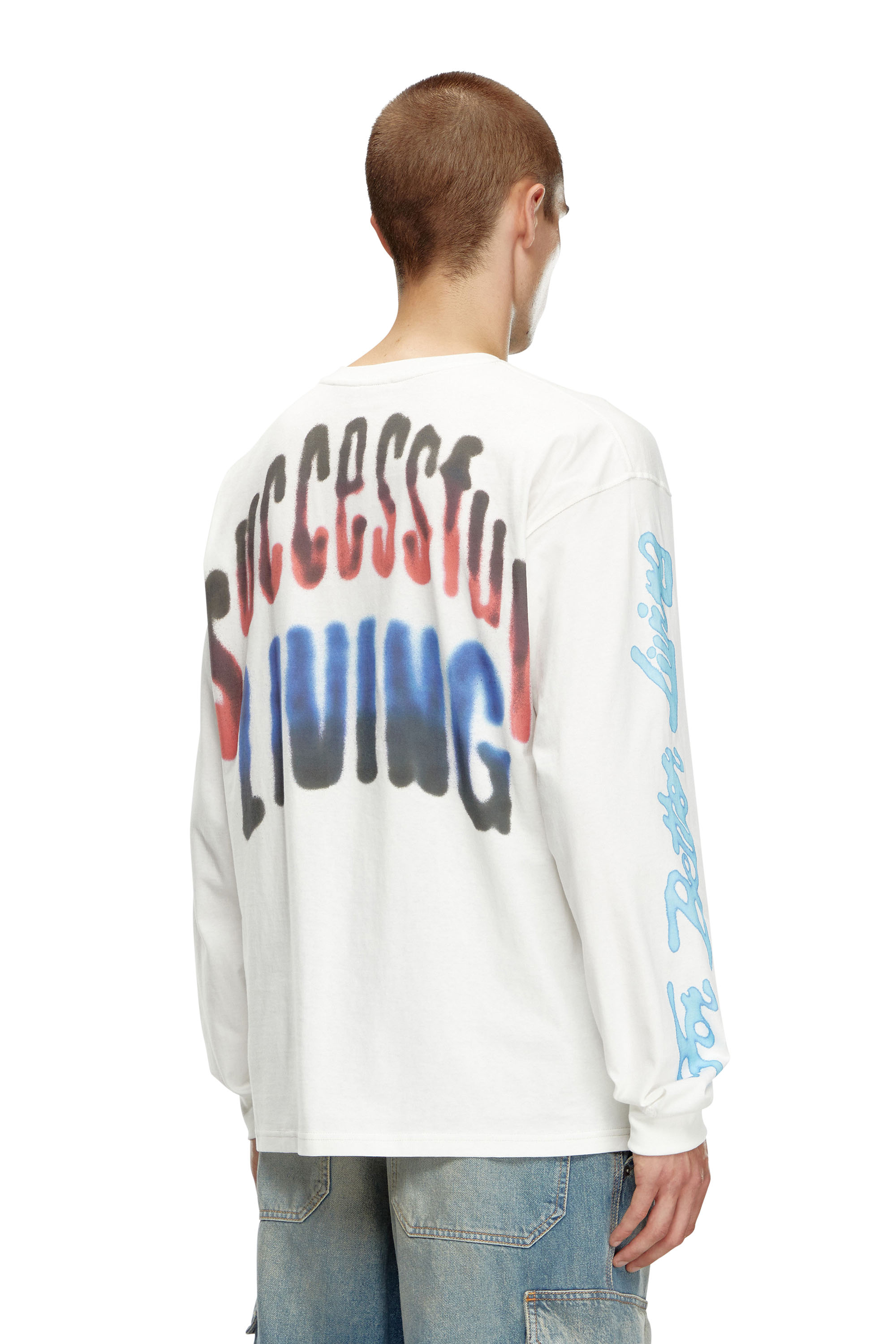 Diesel - T-BOXT-LS-Q15, Male Long-sleeve T-shirt with logo prints in ホワイト - Image 4