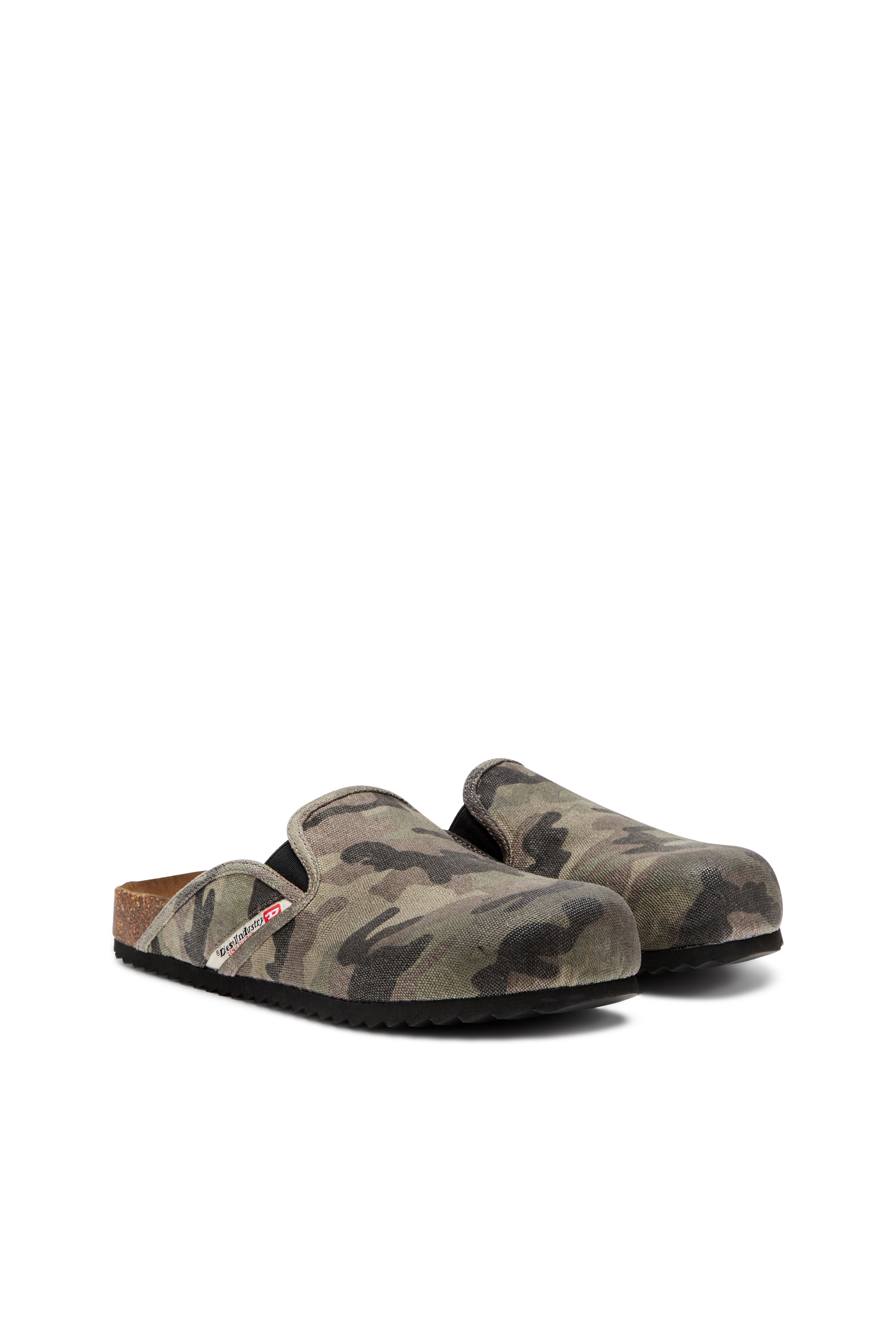 Diesel - D-WOODSTOCK SLIP-ON, Male's Camo-canvas mules in ミリタリーグリーン - 2