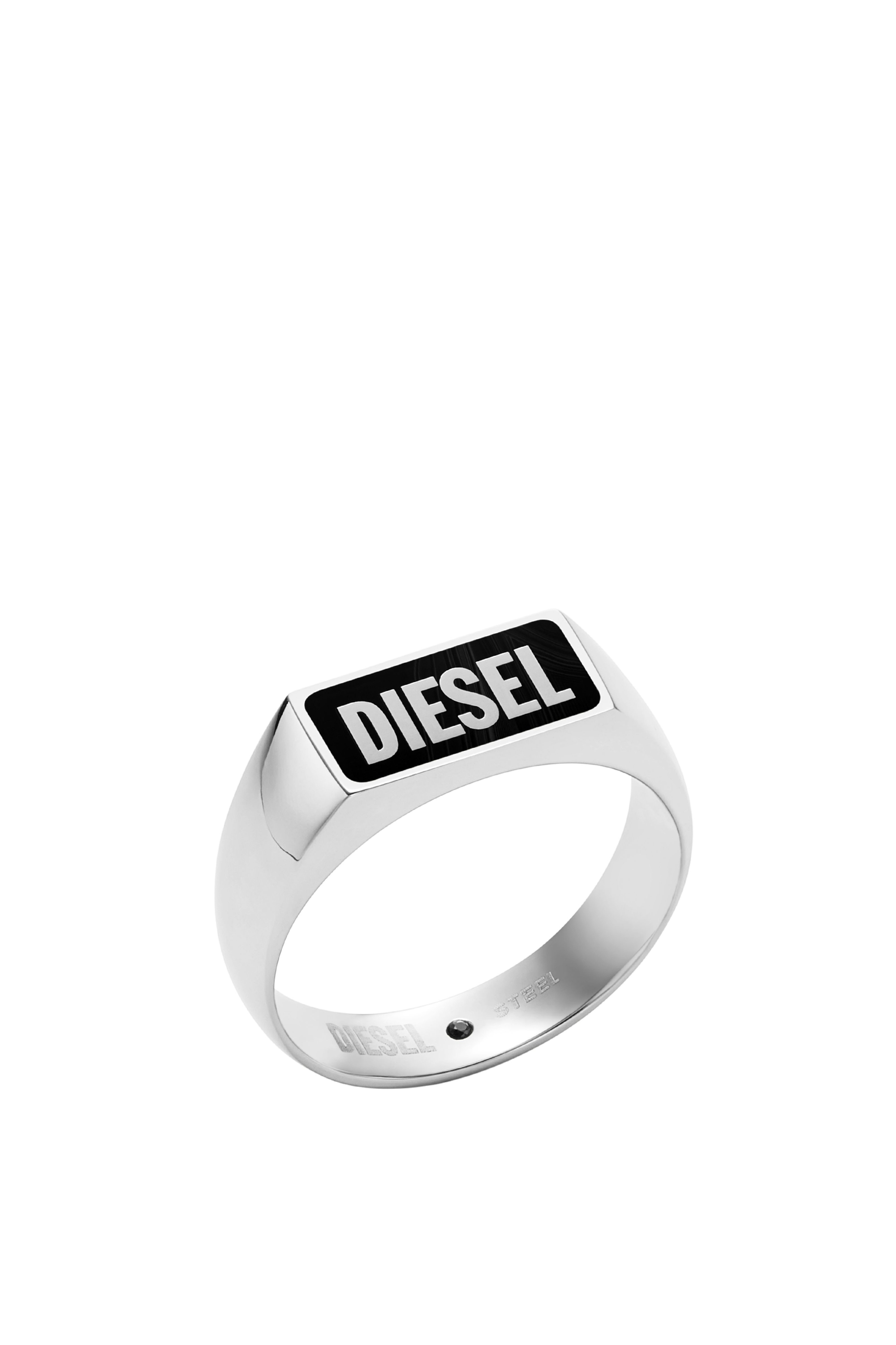 Diesel - DX1512, Unisex Black agate signet ring in シルバー - Image 1