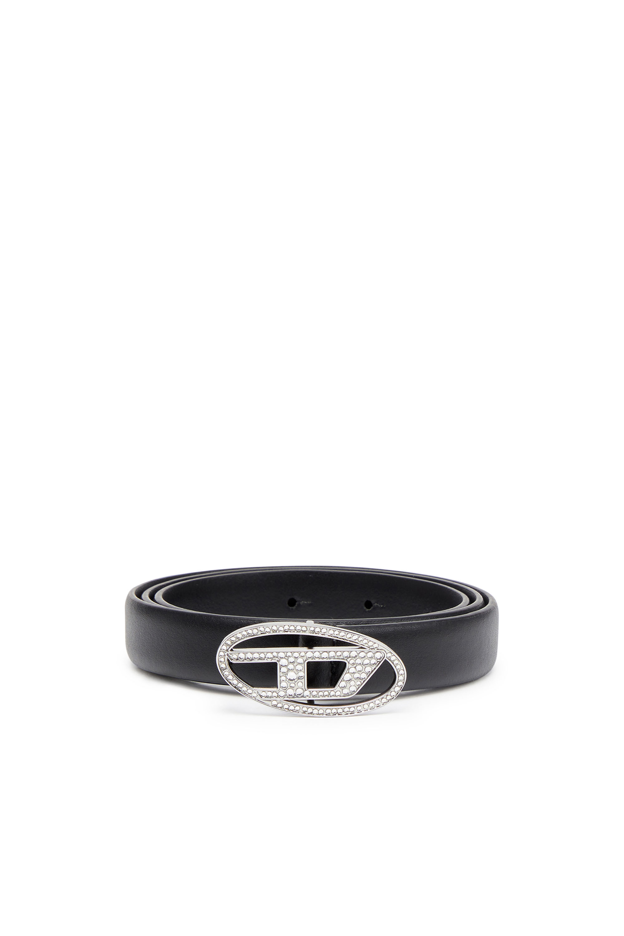 B-1DR STRASS 20 Slim leather belt with crystal buckle｜ブラック 