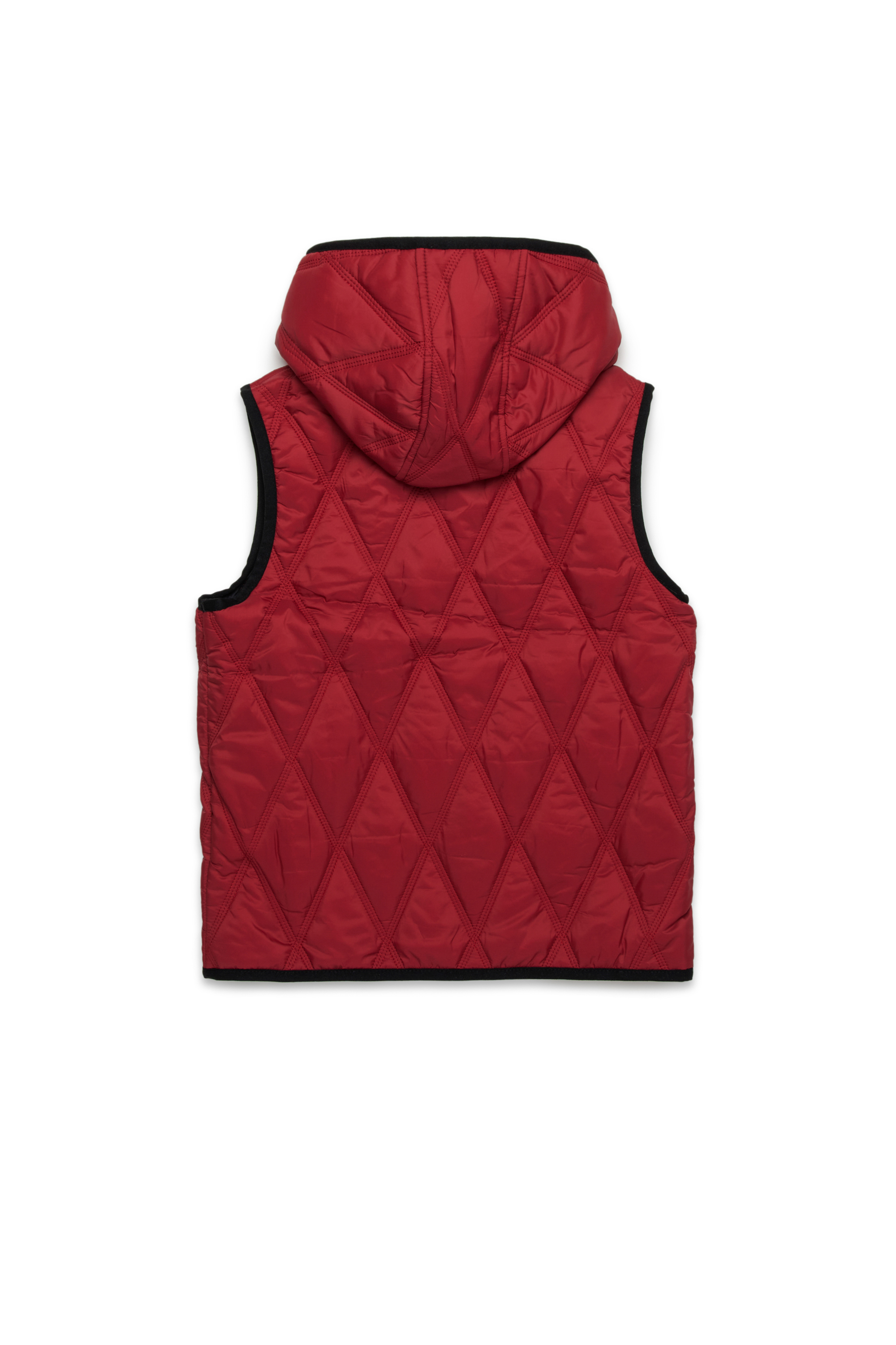 Diesel - JFOKKLOGO, Unisex's Hooded quilted nylon vest in レッド - 2