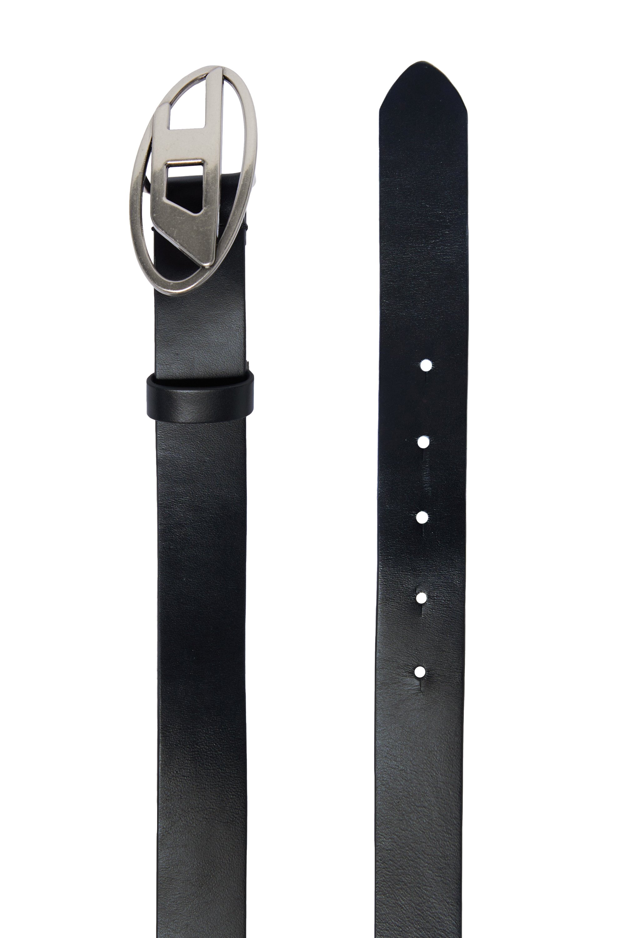 Diesel - B1DR, Unisex's Leather belt with Oval D buckle in ブラック - 2