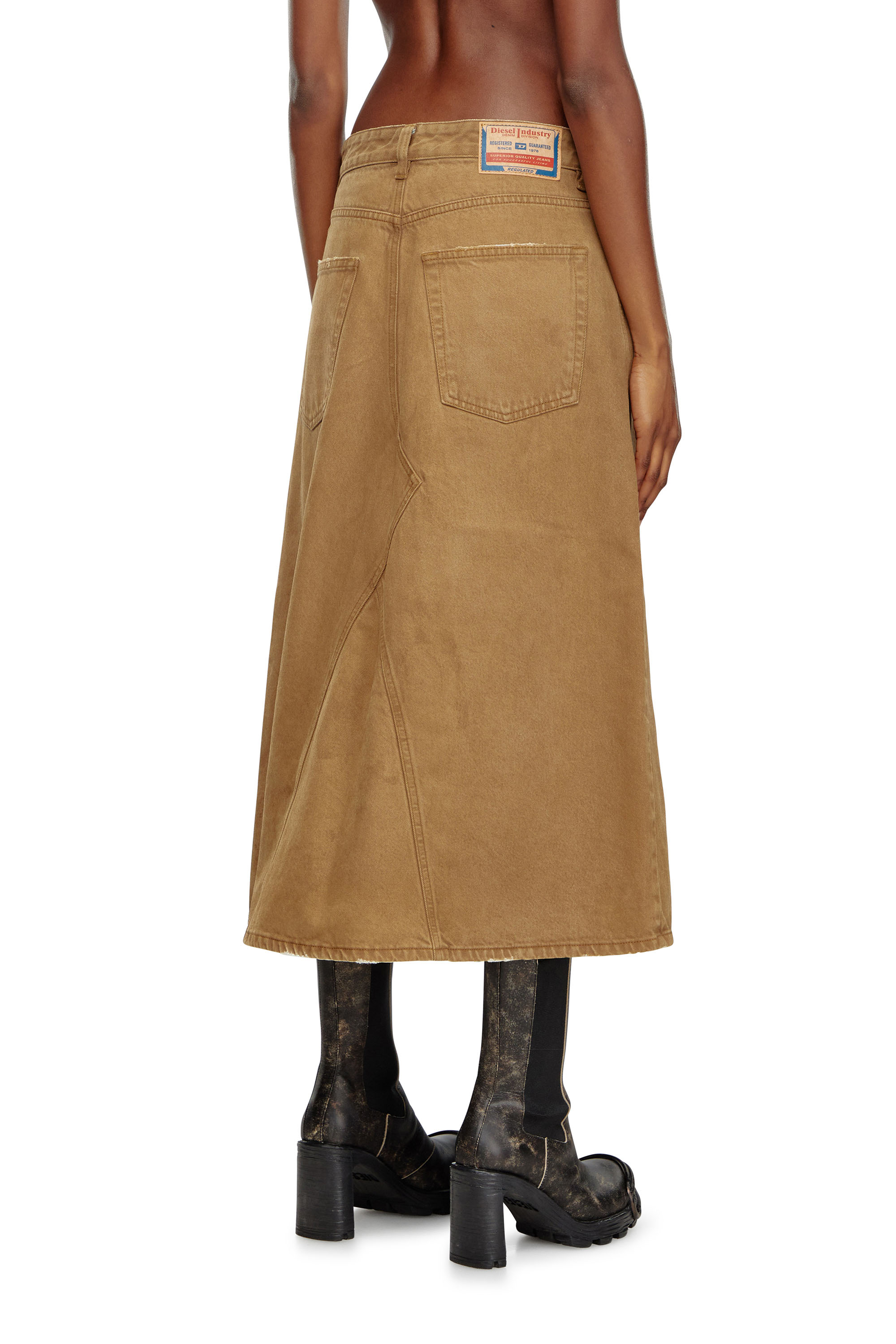 Diesel - DE-PAGO-MID, Female's Midi skirt in overdirt denim in ライトブラウン - 4