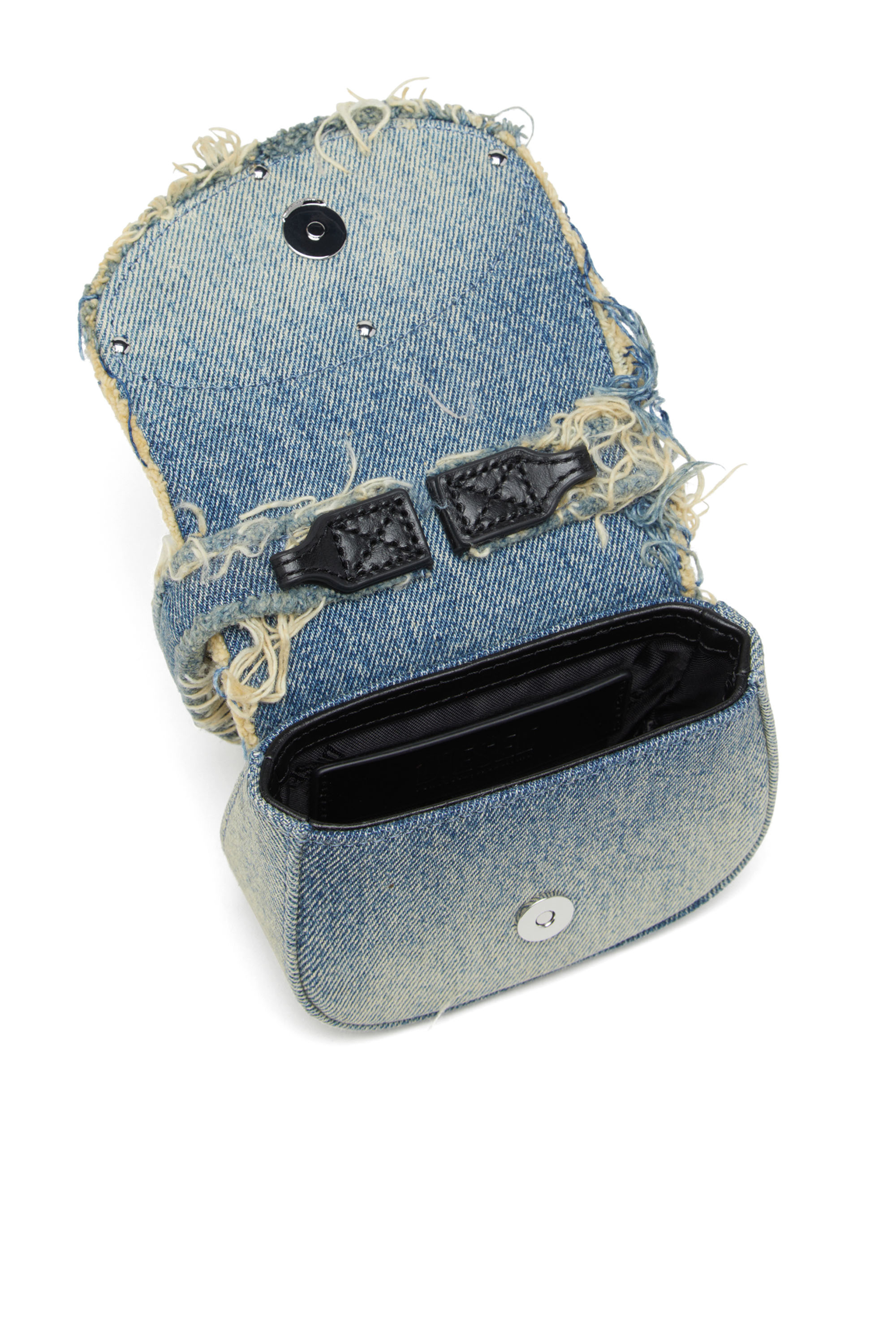 Diesel - 1DR XS, Female 1DR XS-Iconic mini bag in denim and crystals in ブルー - Image 4