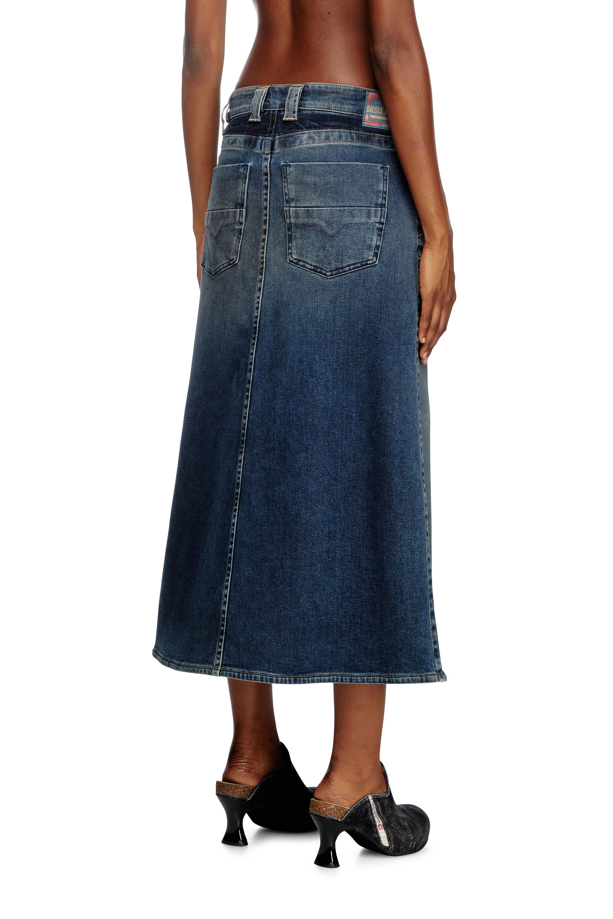 Diesel - DE-PAGO-MID-RE, Female's Midi skirt in Rehab denim in ダークブルー - 4