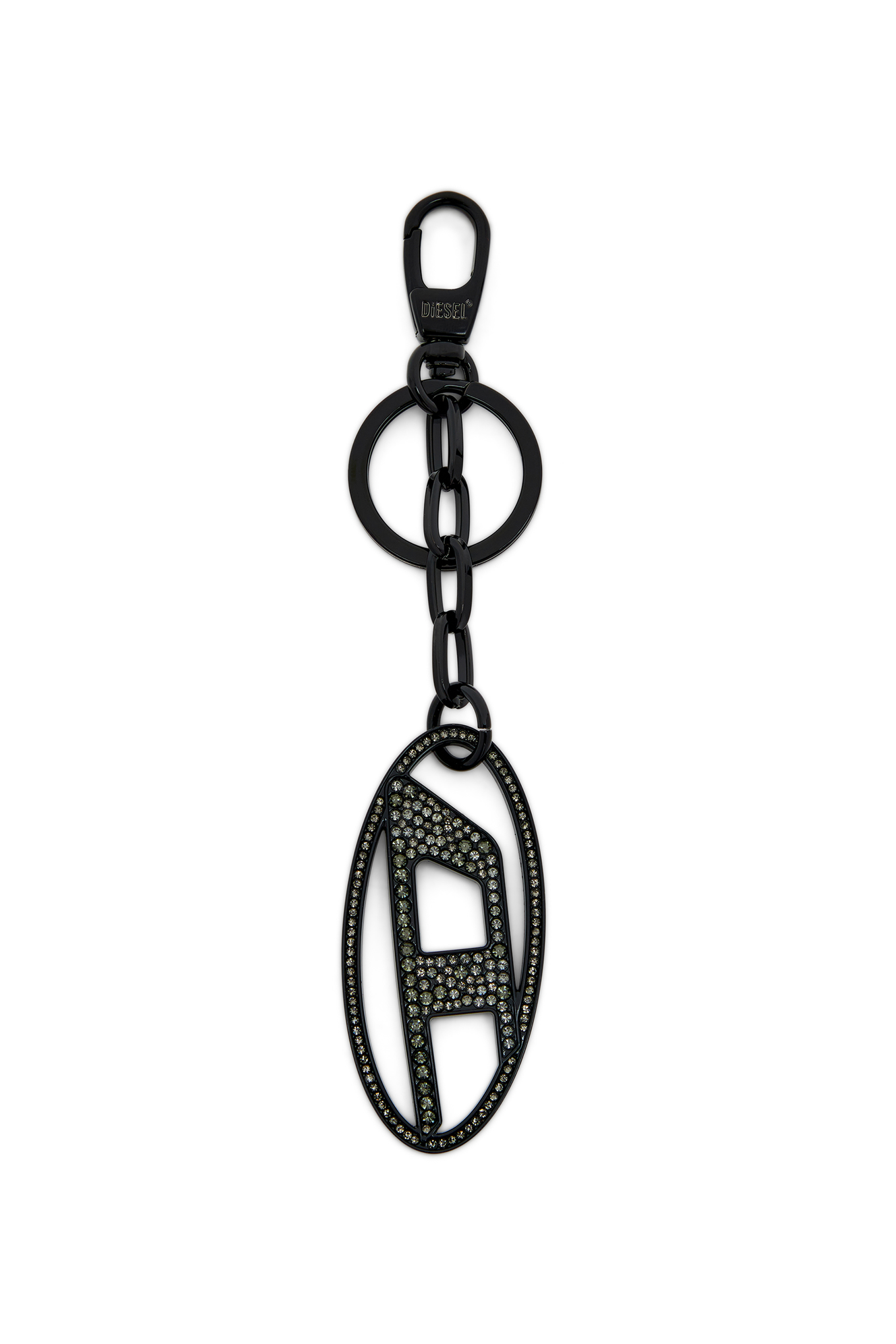 Diesel - HOLY-C, Female's Metal Oval D keyring with crystals in ブラック - 2