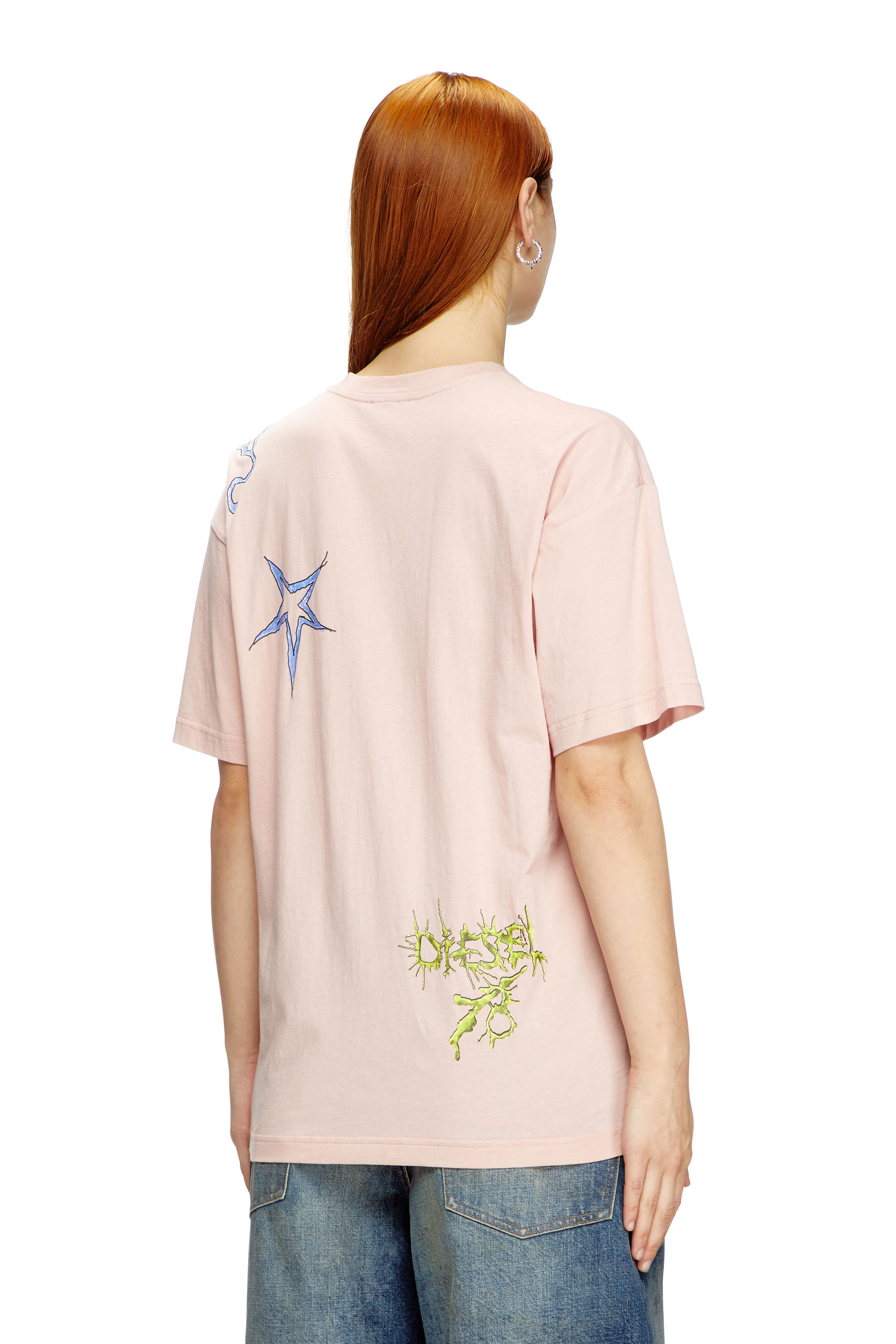 Diesel - T-BUXT-Q1, Female's T-shirt with graphic print in ピンク / ホワイト - 4