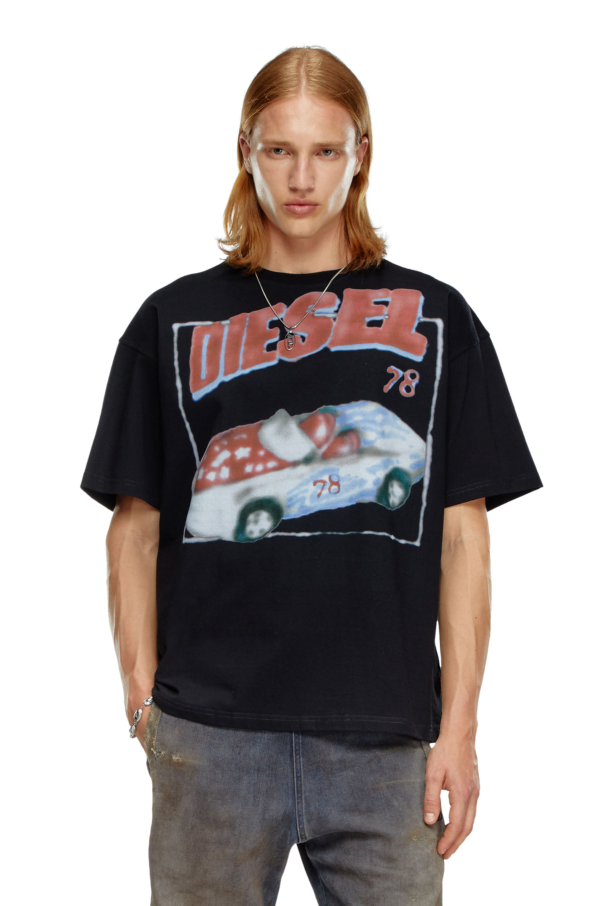 Diesel - T-BOXT-Q17, Male T-shirt with car print in ブラック - Image 1