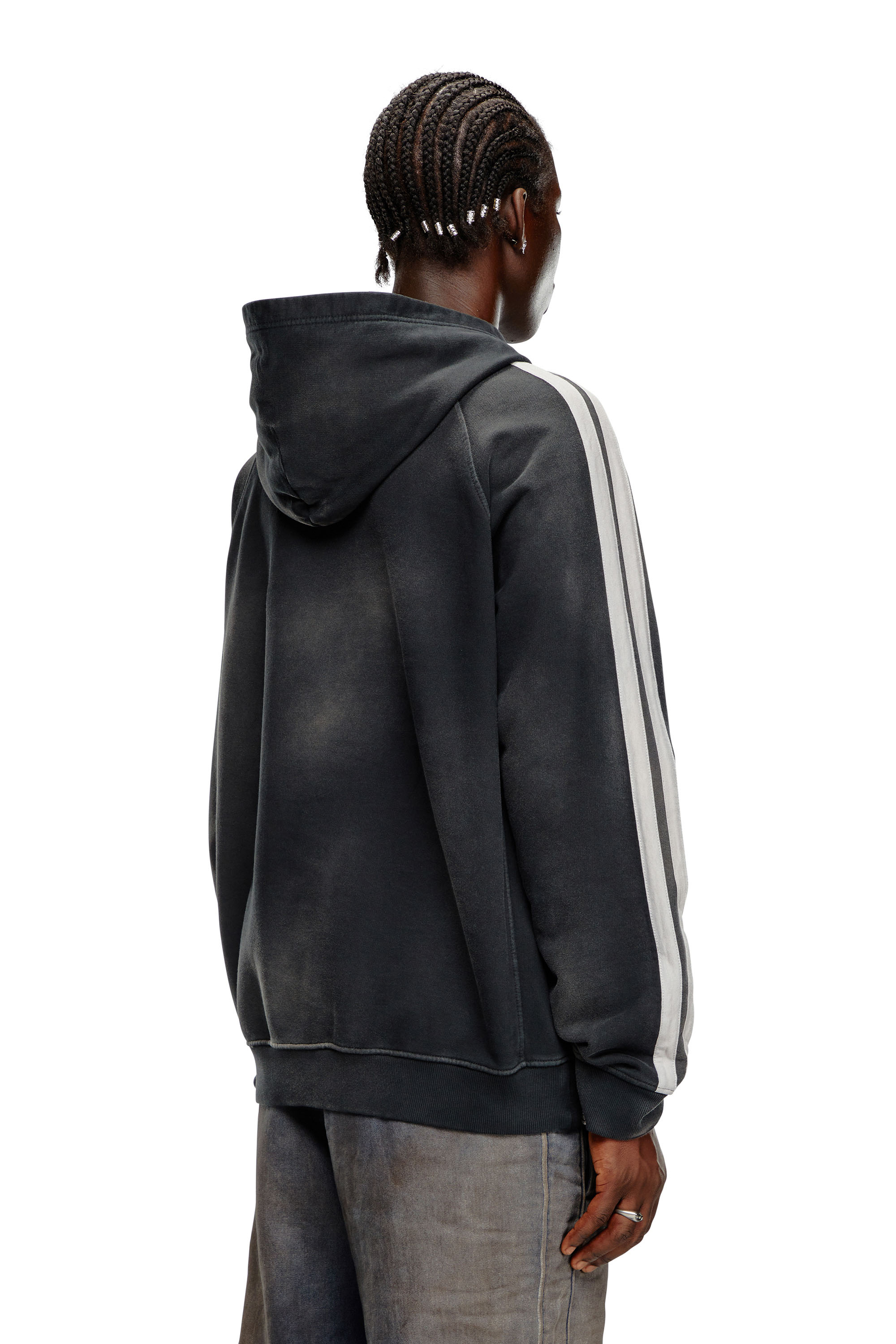 Diesel - S-ROXT-HOOD-STRIPE, Male Treated cotton hoodie with layered prints in マルチカラー - Image 4