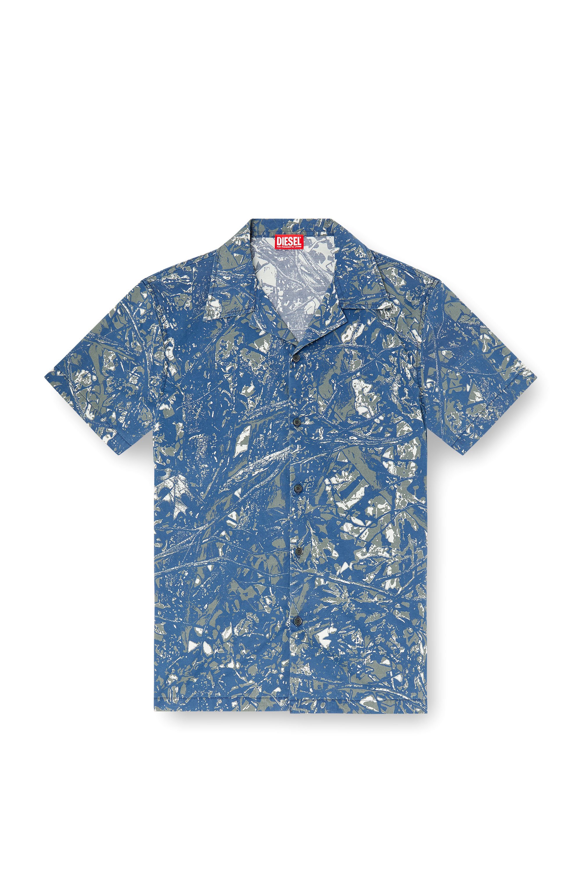 Diesel - S-LINT, Male's Short sleeved shirt with camo print in ブルー/グレー - 3