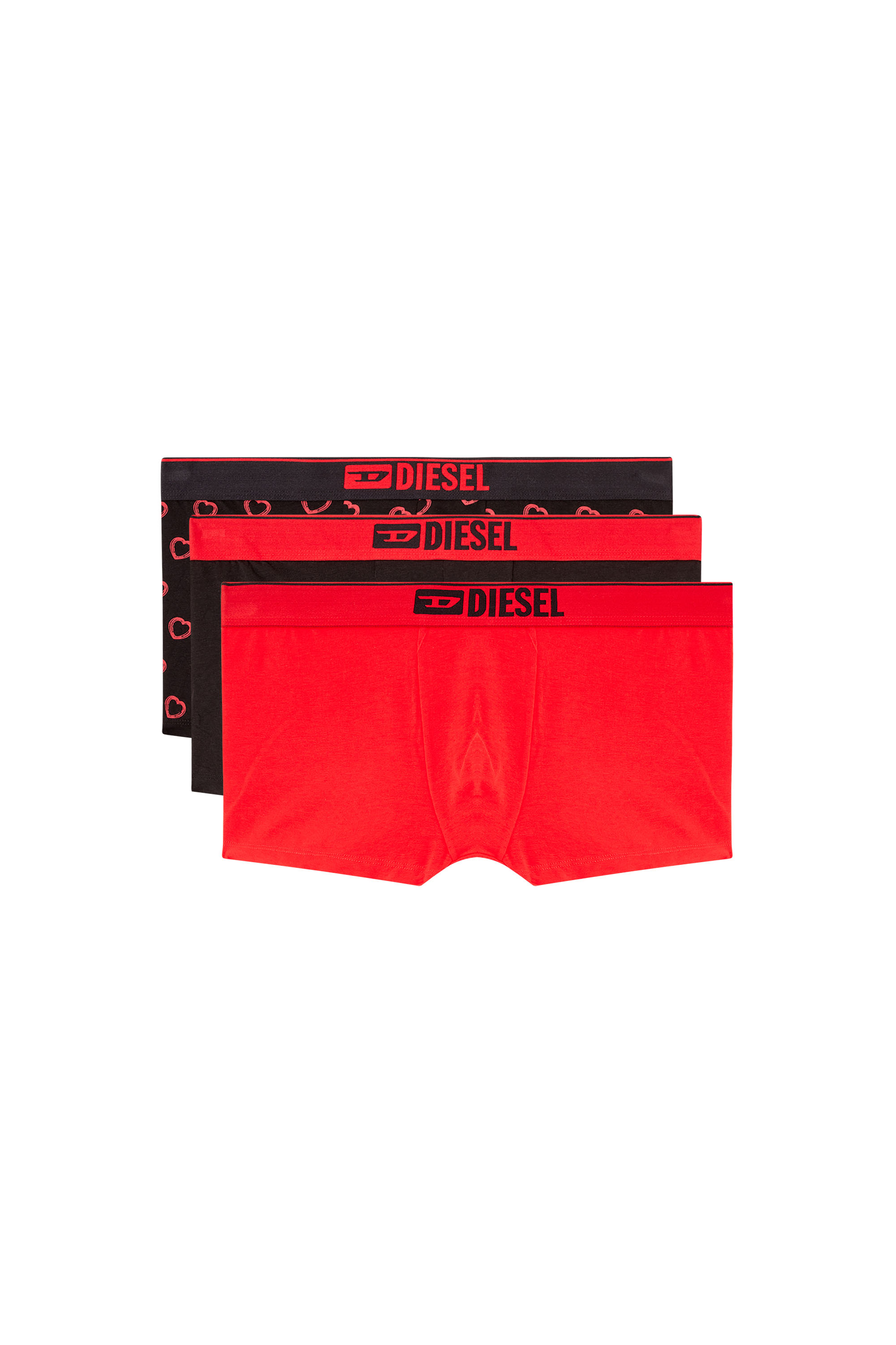 Diesel - DAMIEN-GFT-3PACK, Male's Three-pack boxer briefs with heart motif in レッド/ブラック - 1