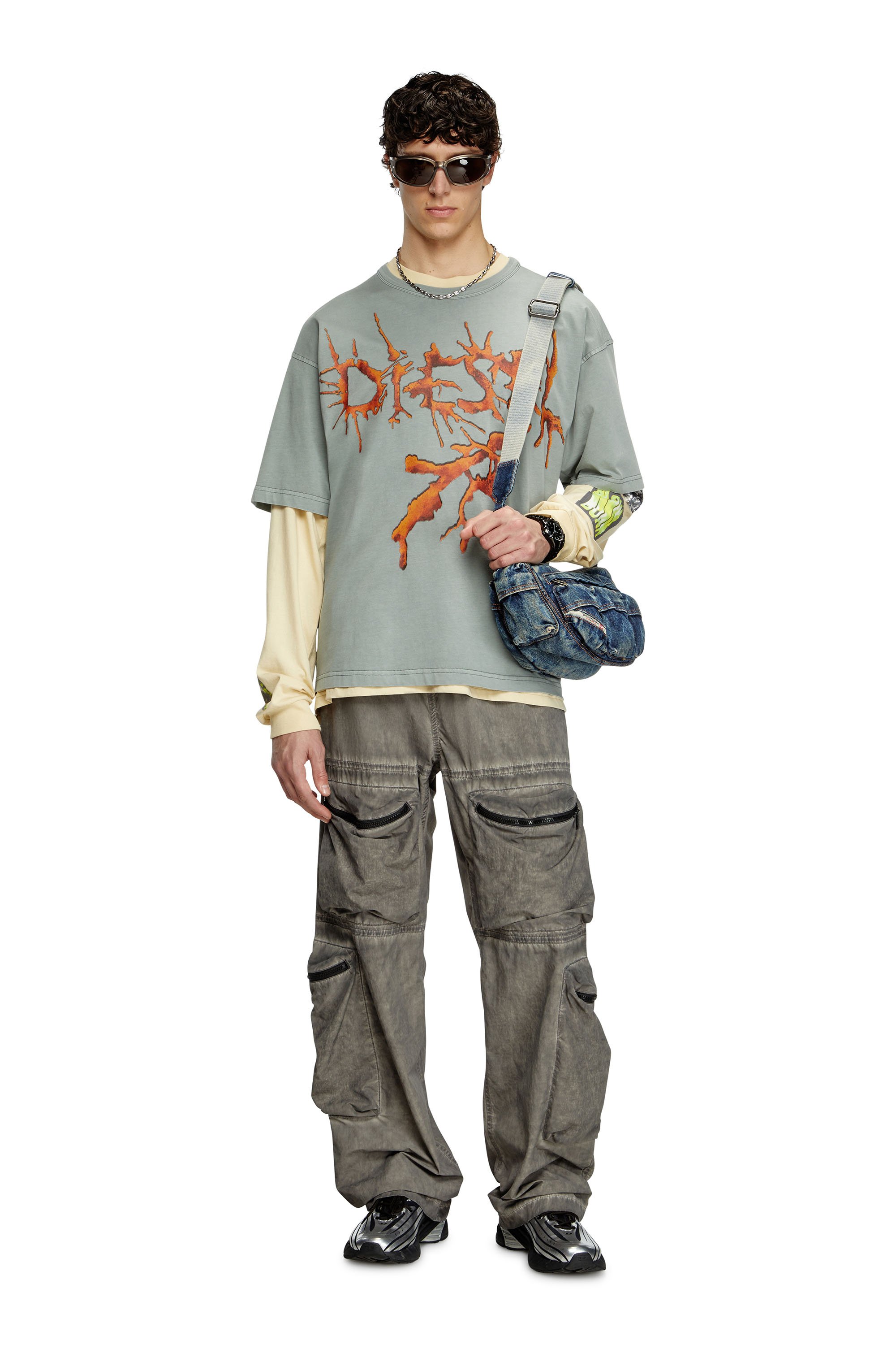 Diesel - T-BOXT-R28, Male's T-shirt with tattoo graphics in グレー - 2