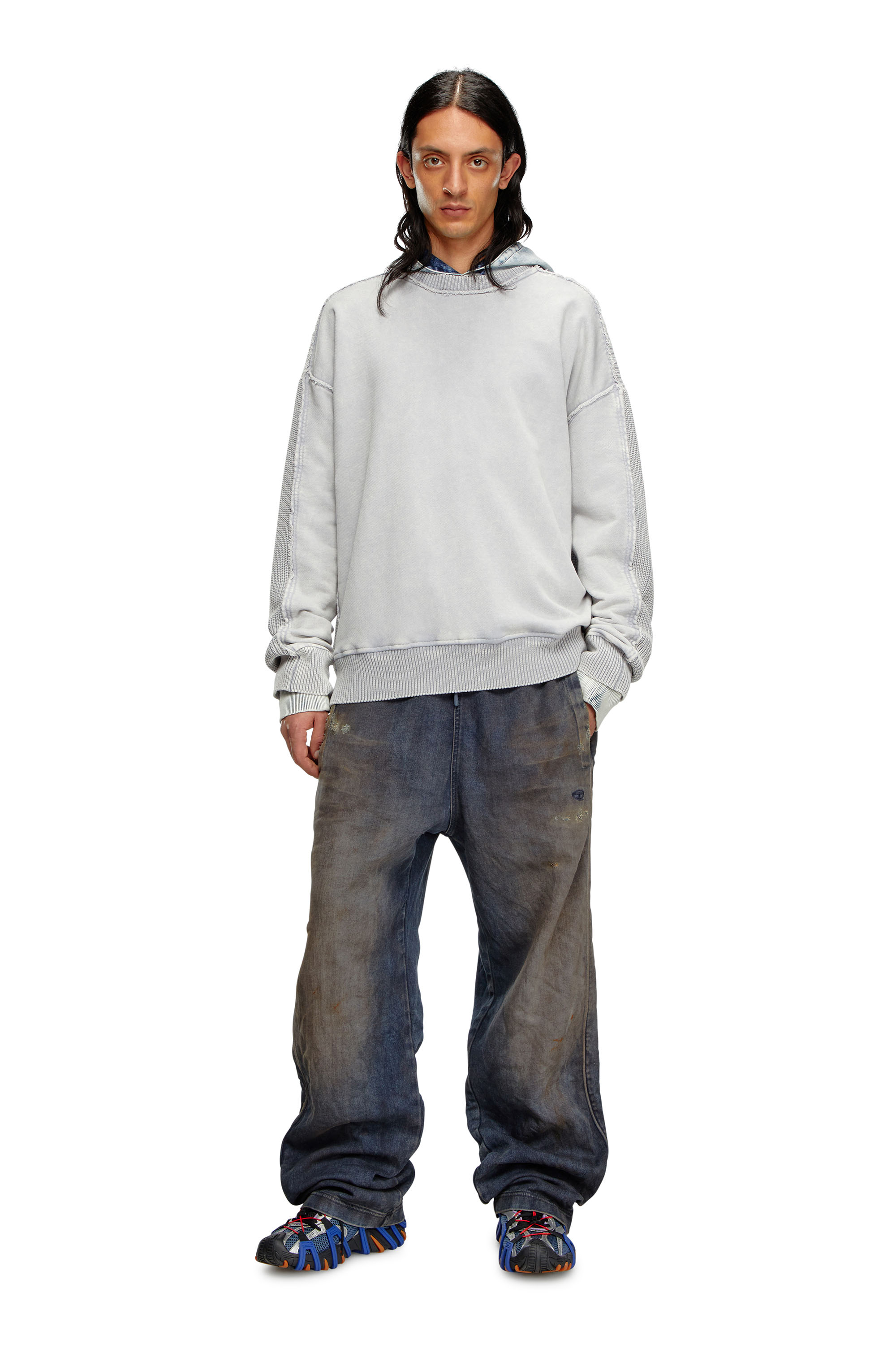 Diesel - K-OBERTO-ROUND, Male Hybrid jersey and knit jumper in グレー - Image 2