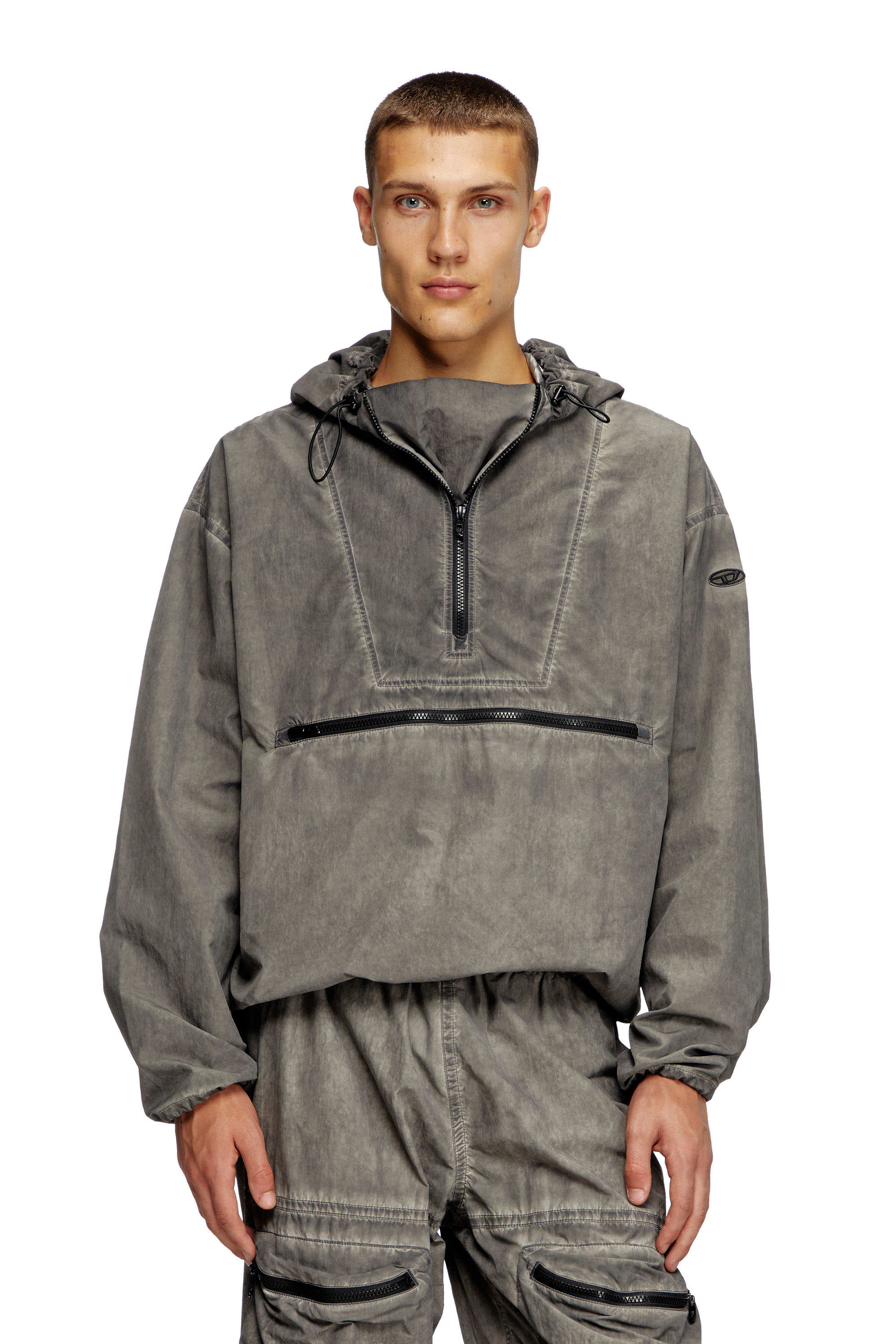 Diesel - J-NOODE-A, Male's Packable hooded anorak jacket in グレー - 5