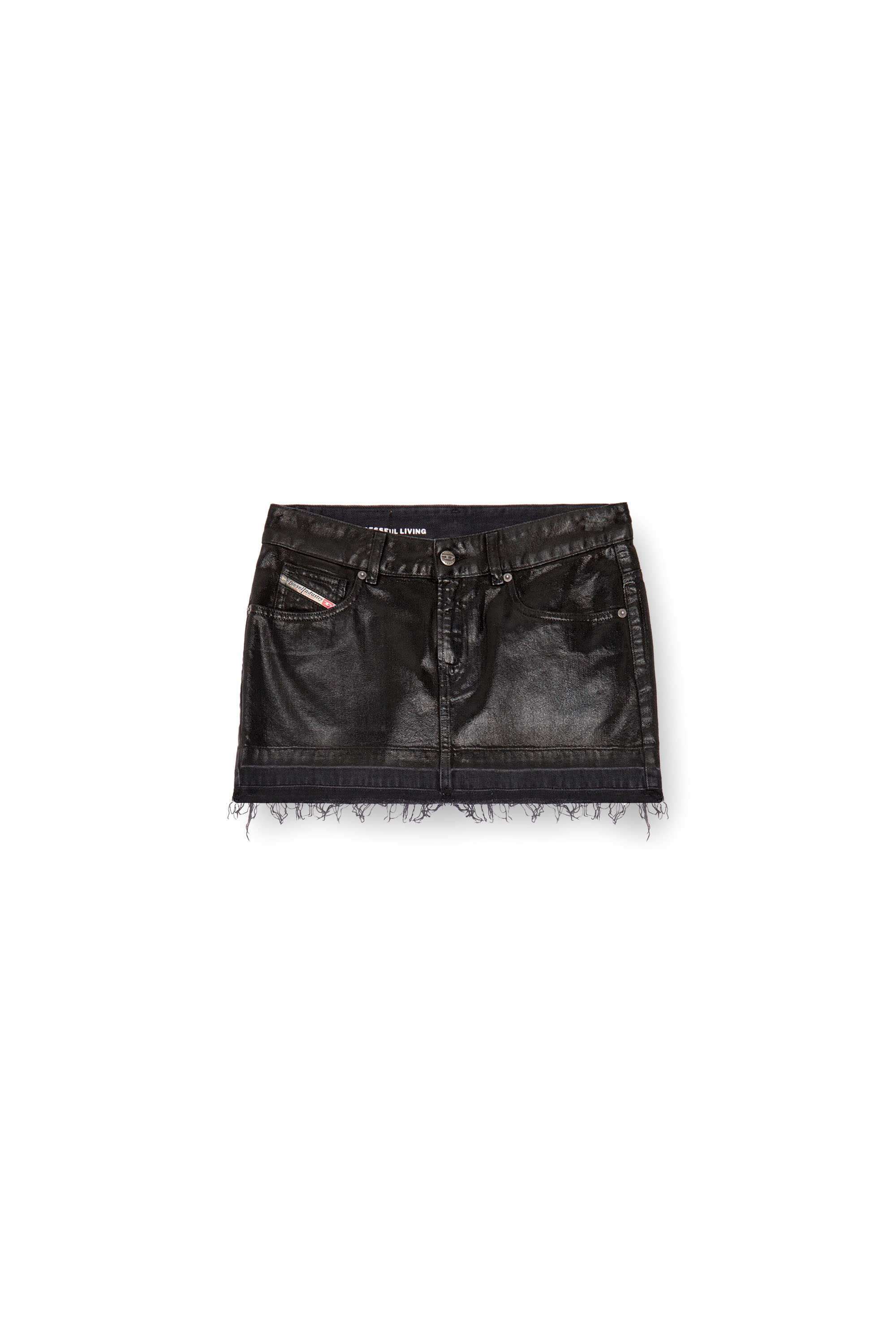 Diesel - DE-RON, Female's Mini skirt in coated tailoring denim in ブラック - 3