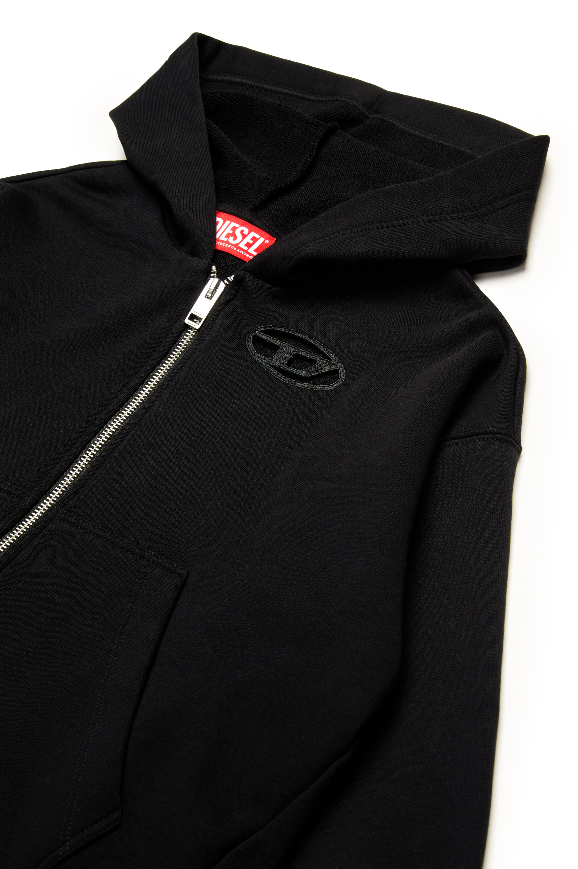 Diesel - SFPERU, Female's Zip-up hoodie with cut-out Oval D logo in ブラック - 3