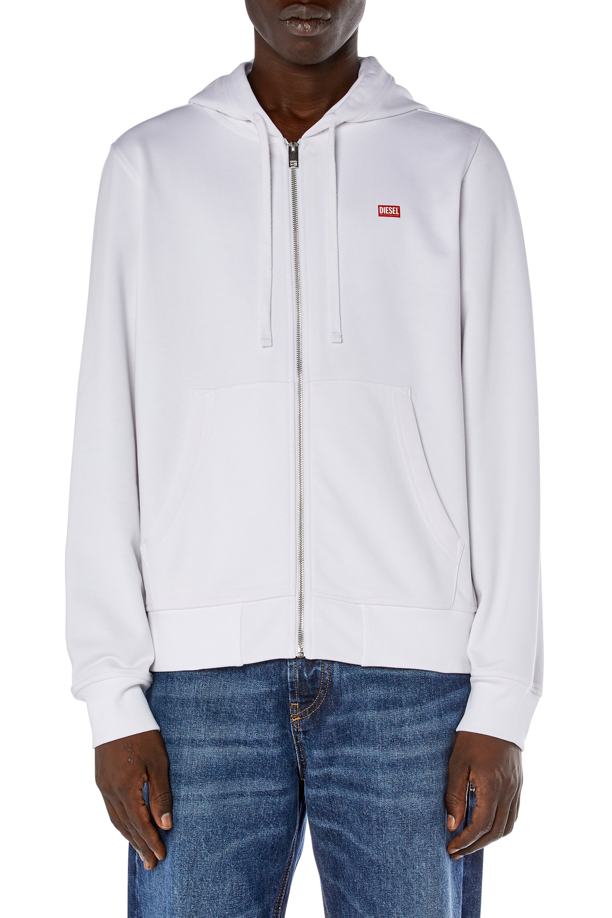 Diesel - S-GINN-HOOD-ZIP-K13, Male's Zip hoodie with Diesel label transfer in null - 1