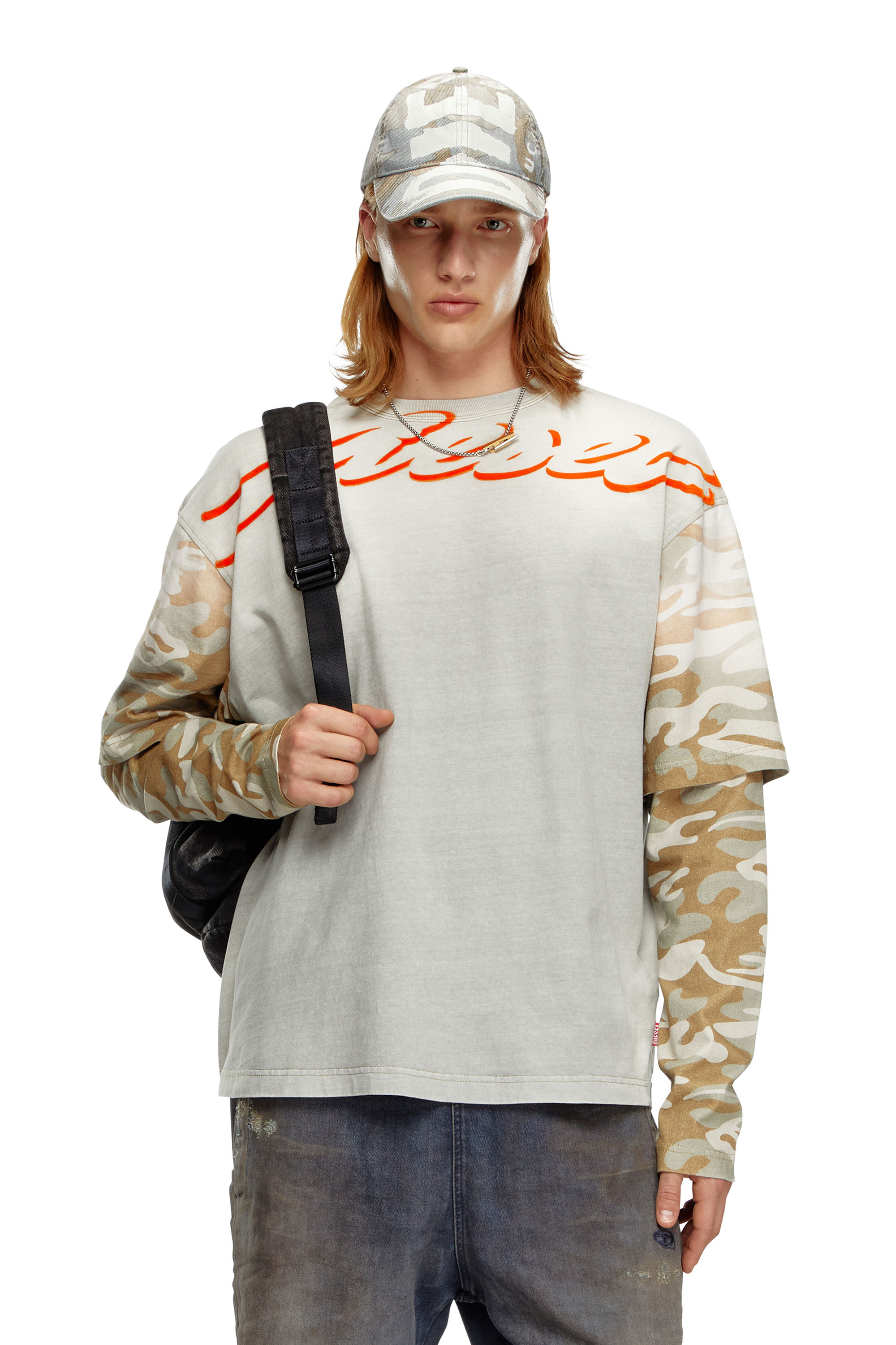 Diesel - T-WESHER-Q2, Male Layered top with camo motif in マルチカラー - Image 1