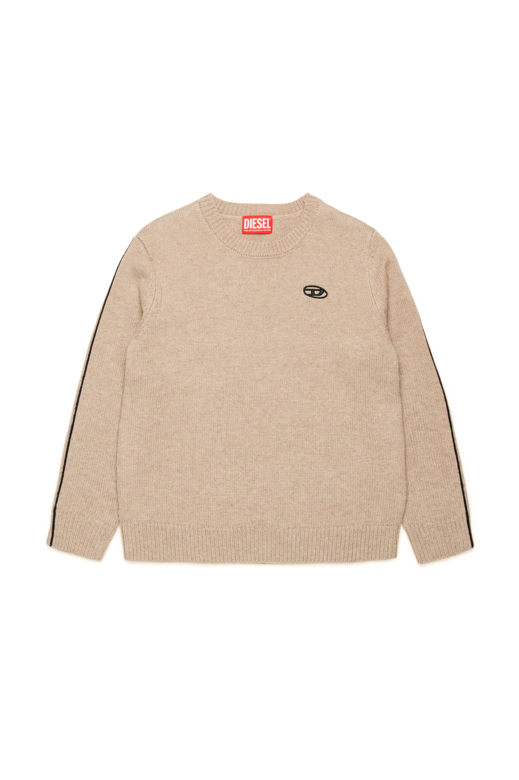 Diesel - KVROMO, Male's Piped jumper in cashmere-enriched blend in ライトブラウン - 1