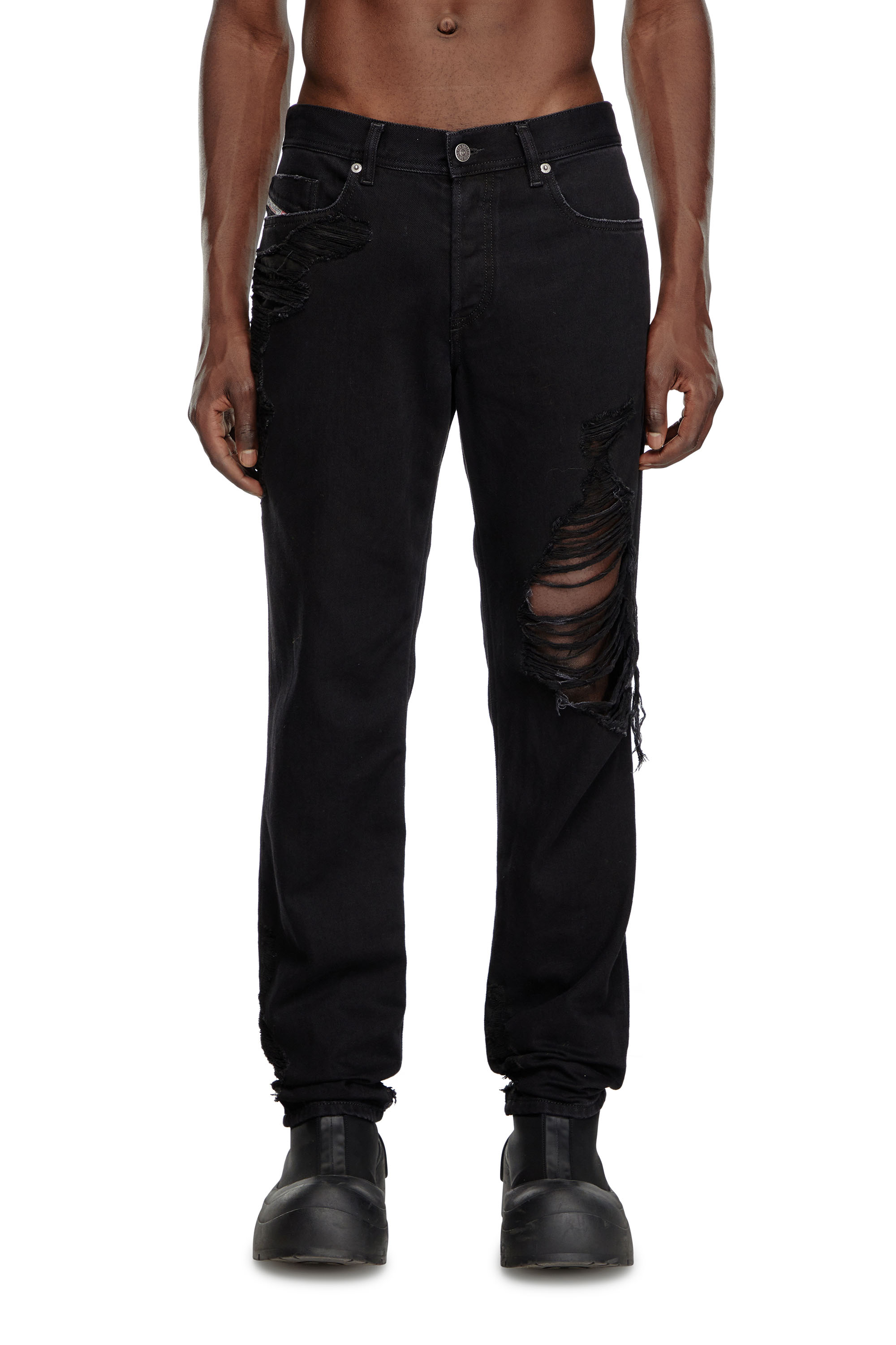 Diesel - Male's Tapered Jeans 2023 D-Finitive 09K35, ブラック/ダークグレー - 1