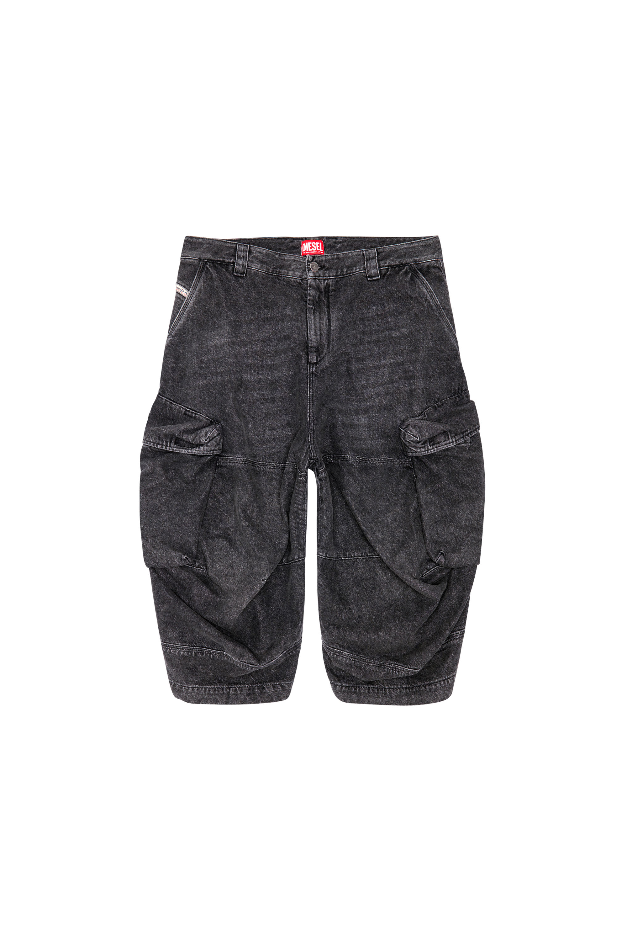 Diesel - D-ARNE-SHORT-S, Male's Long shorts in denim with cargo pockets in ブラック - 3