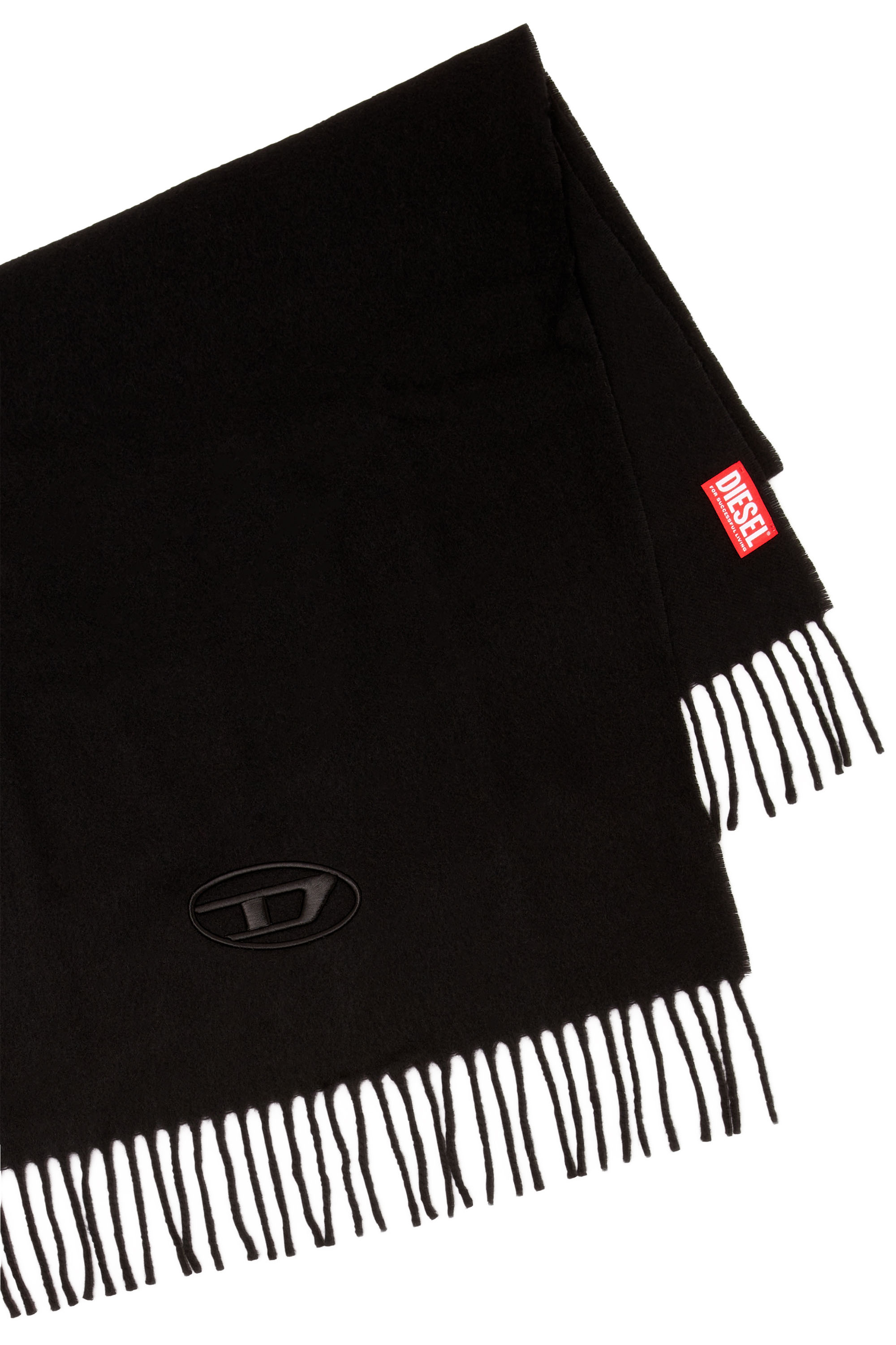 Diesel - S-IMON-D, Male's Wool-blend scarf with Oval D logo in ブラック - 4