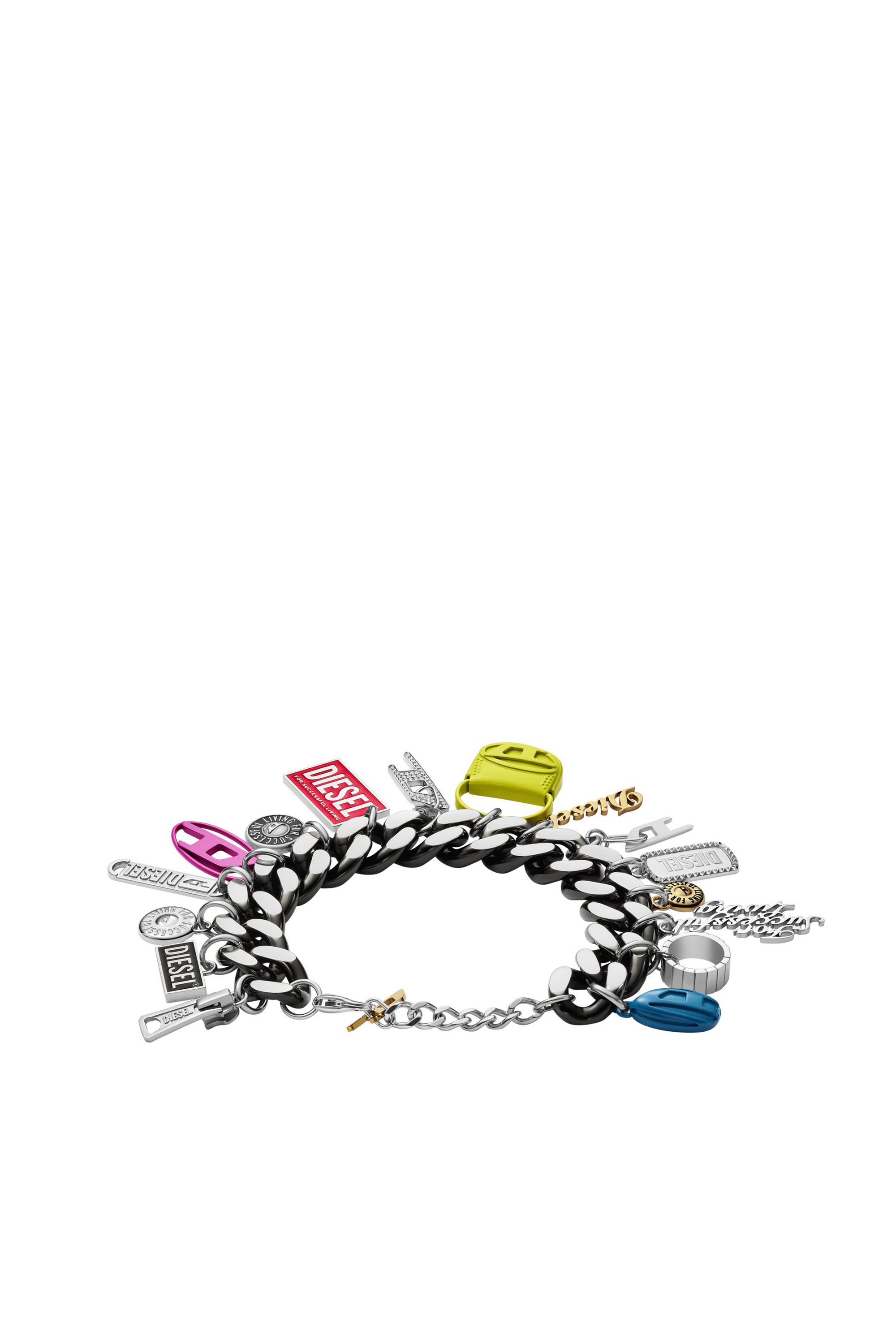 Diesel - DX1524 JEWEL, Unisex Black stainless steel charm chain bracelet in マルチカラー - Image 2