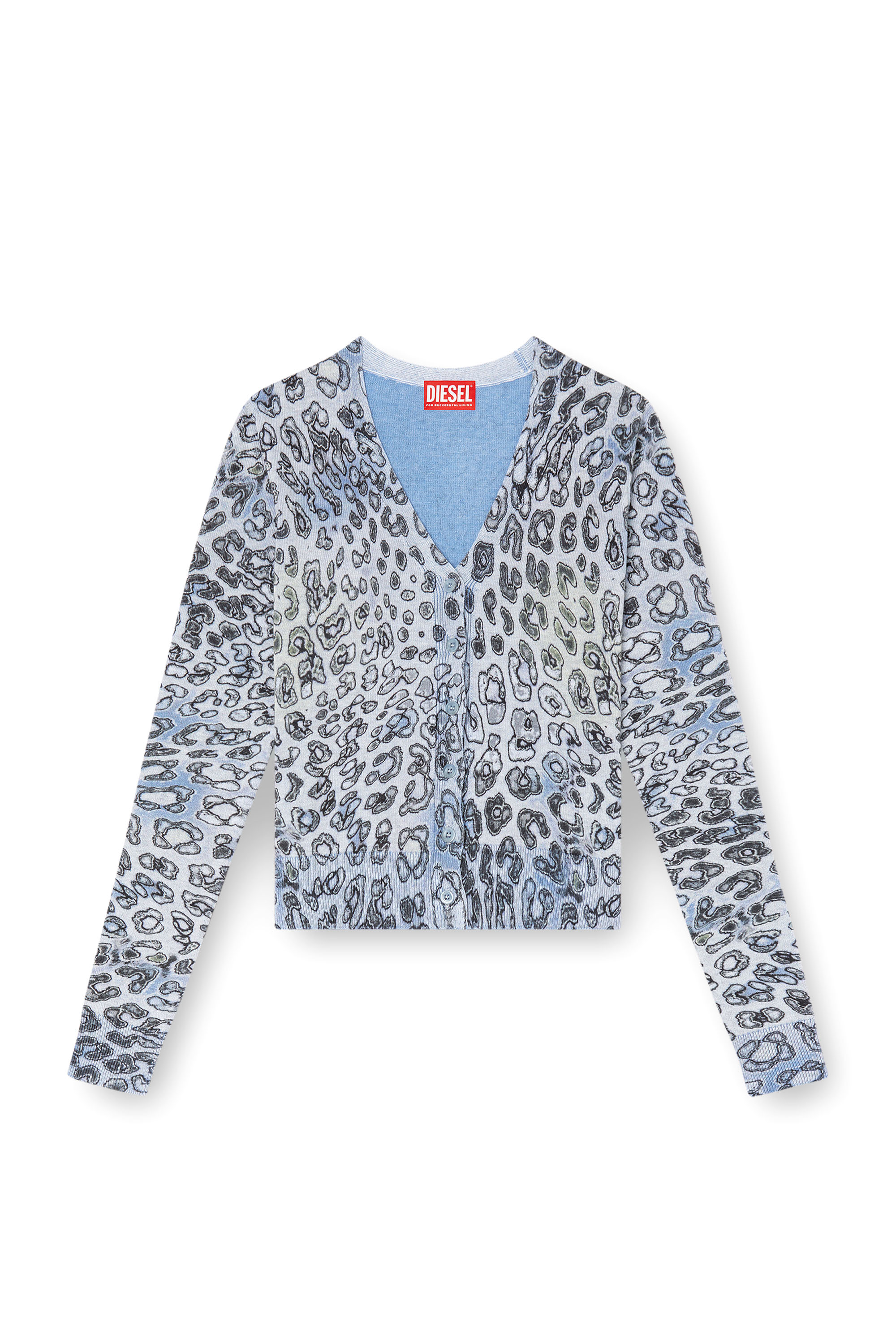 Diesel - M-ALIMA-LEO, Female's Cardigan with leopard print in ブルー - 3