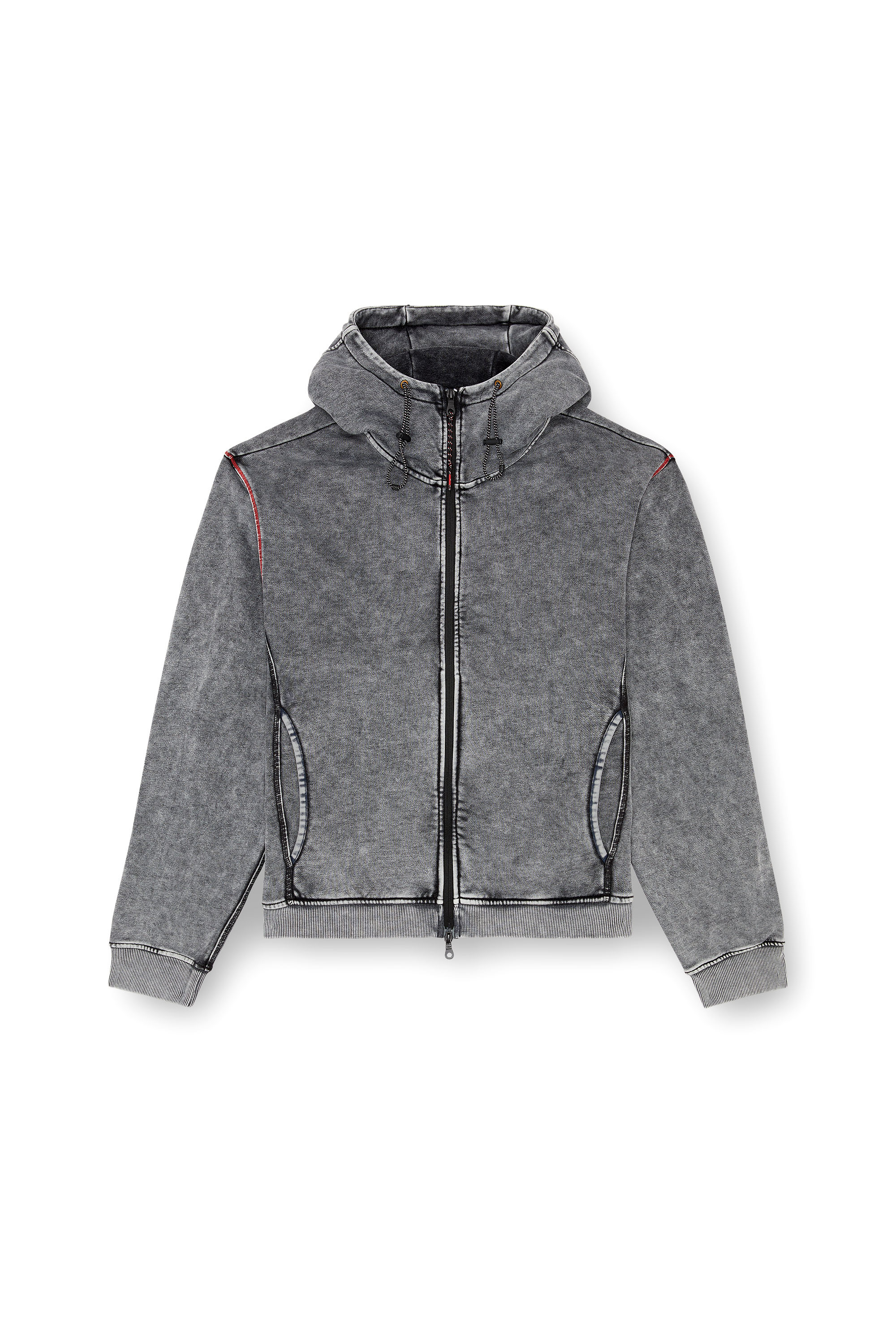 Diesel - AMST-TRANE-HT48, Male's Faded hoodie with zip back in グレー - 3