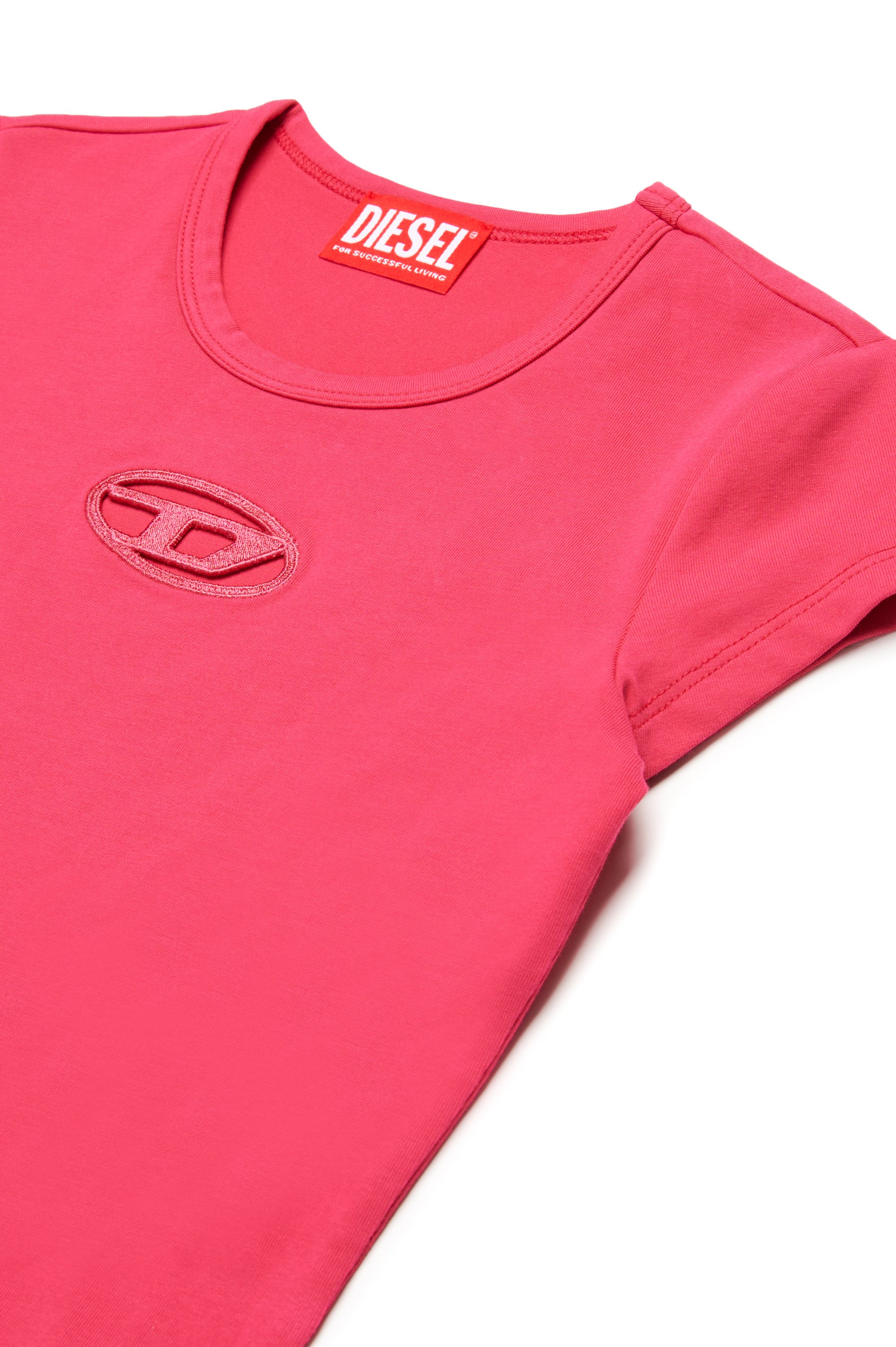 Diesel - TANGIE, Female's T-shirt with cut-out Oval D logo in ピンク / ホワイト - 3