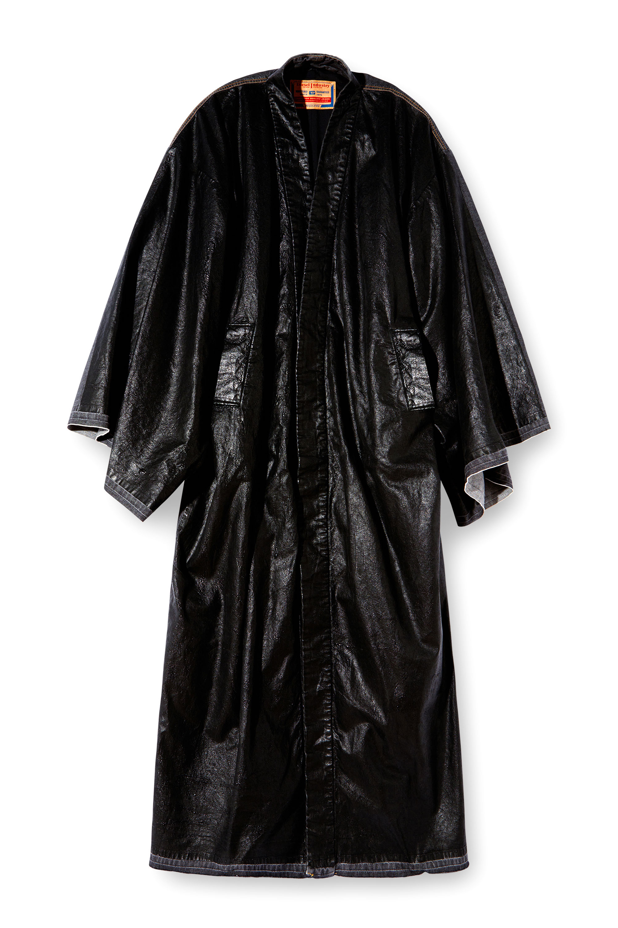 Diesel - D-D-KIM, Unisex's Denim kimono coat with coated front in ブラック - 8