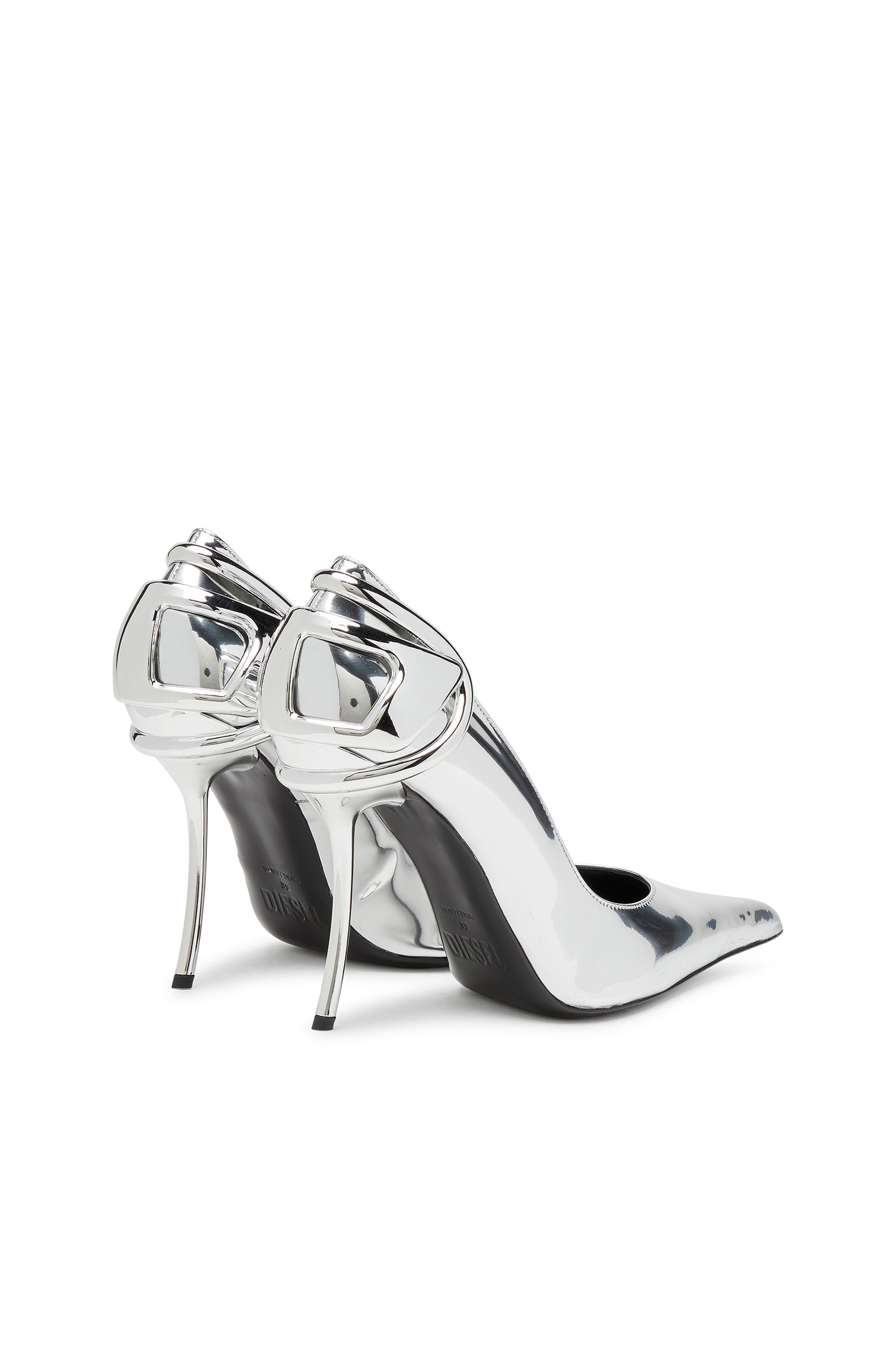 Diesel - D-TEN&HALF P, Female's D-Ten&Half-Metallic pumps with curved heel in シルバー - 3