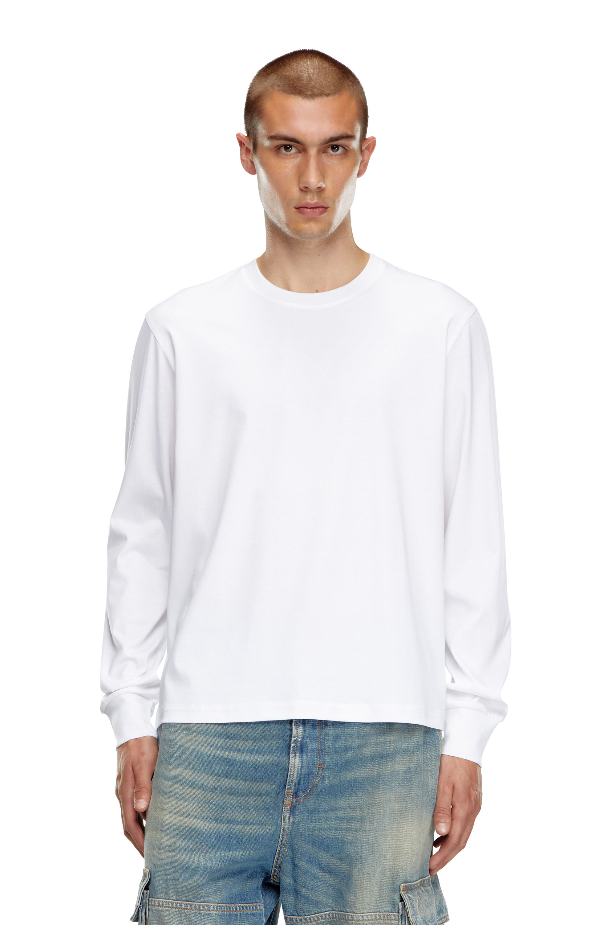 Diesel - T-MADJUST-LS-K1, Male's Long-sleeve T-shirt with tonal print in ホワイト - 1