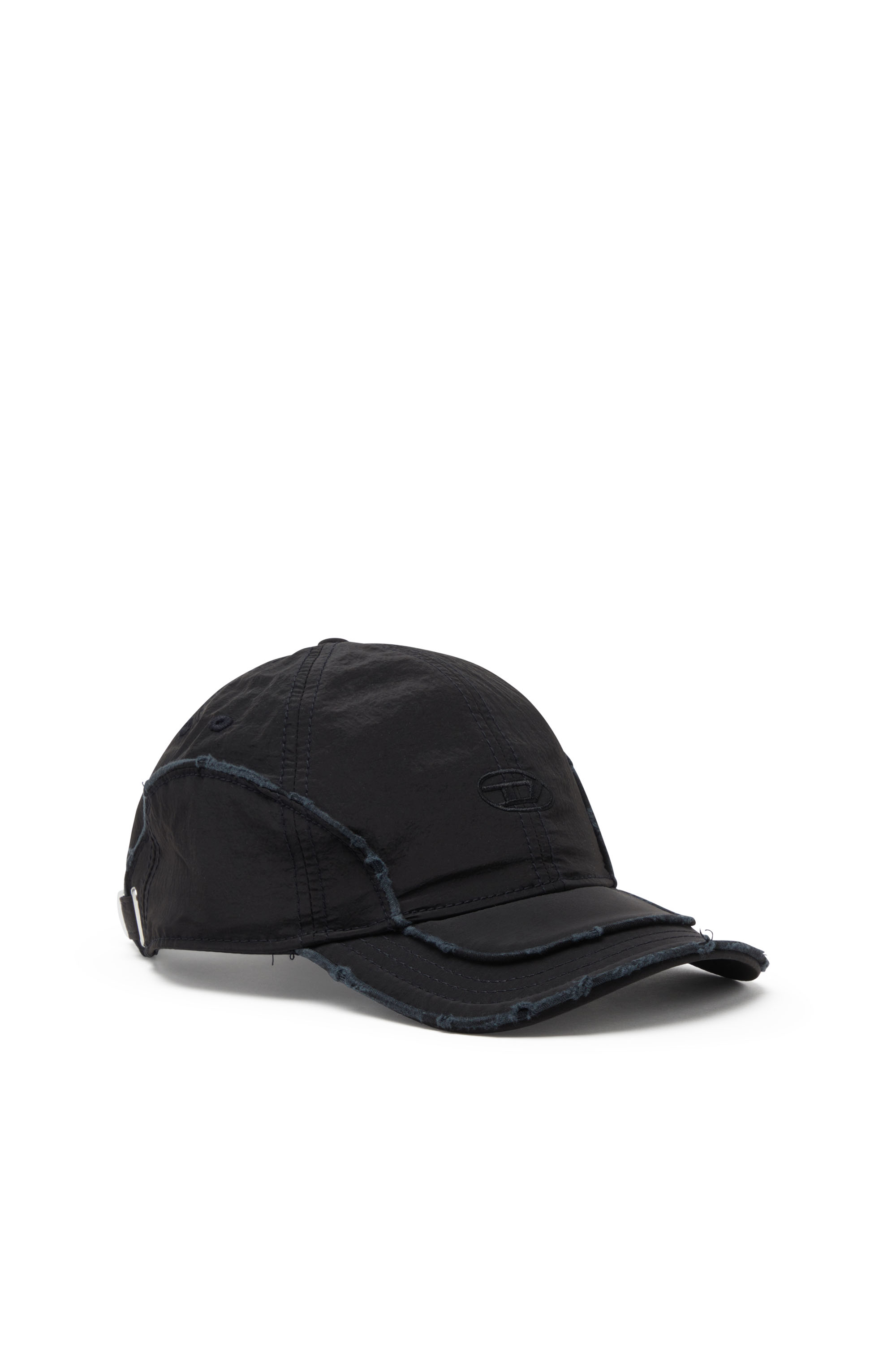 Diesel - C-ONNOR, Male's Crinkled nylon baseball cap with tonal D in ブラック - 1