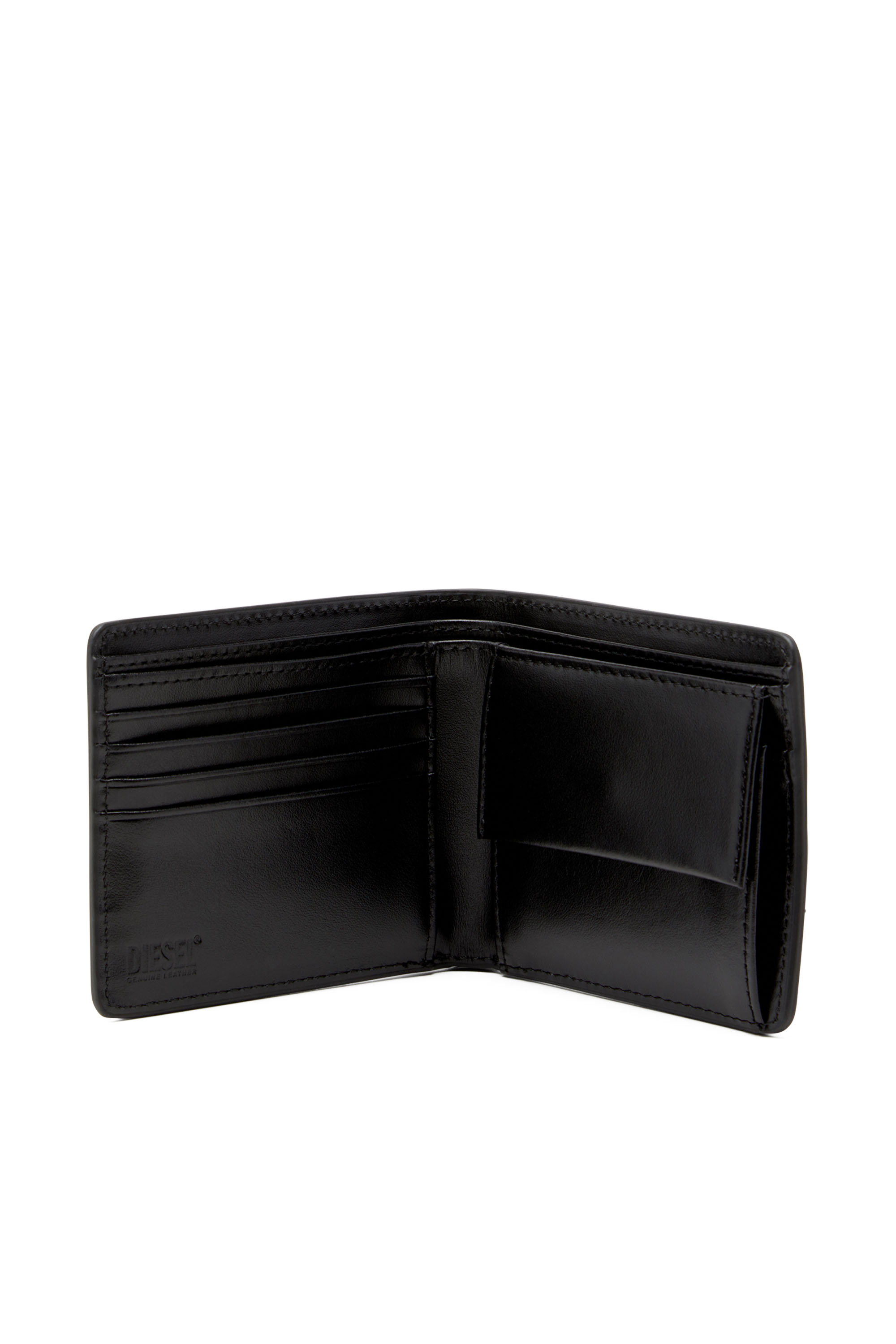 Diesel - PC MONOGRAM BI-FOLD COIN S, Male Bi-fold wallet in monogram leather in ブラック - Image 3