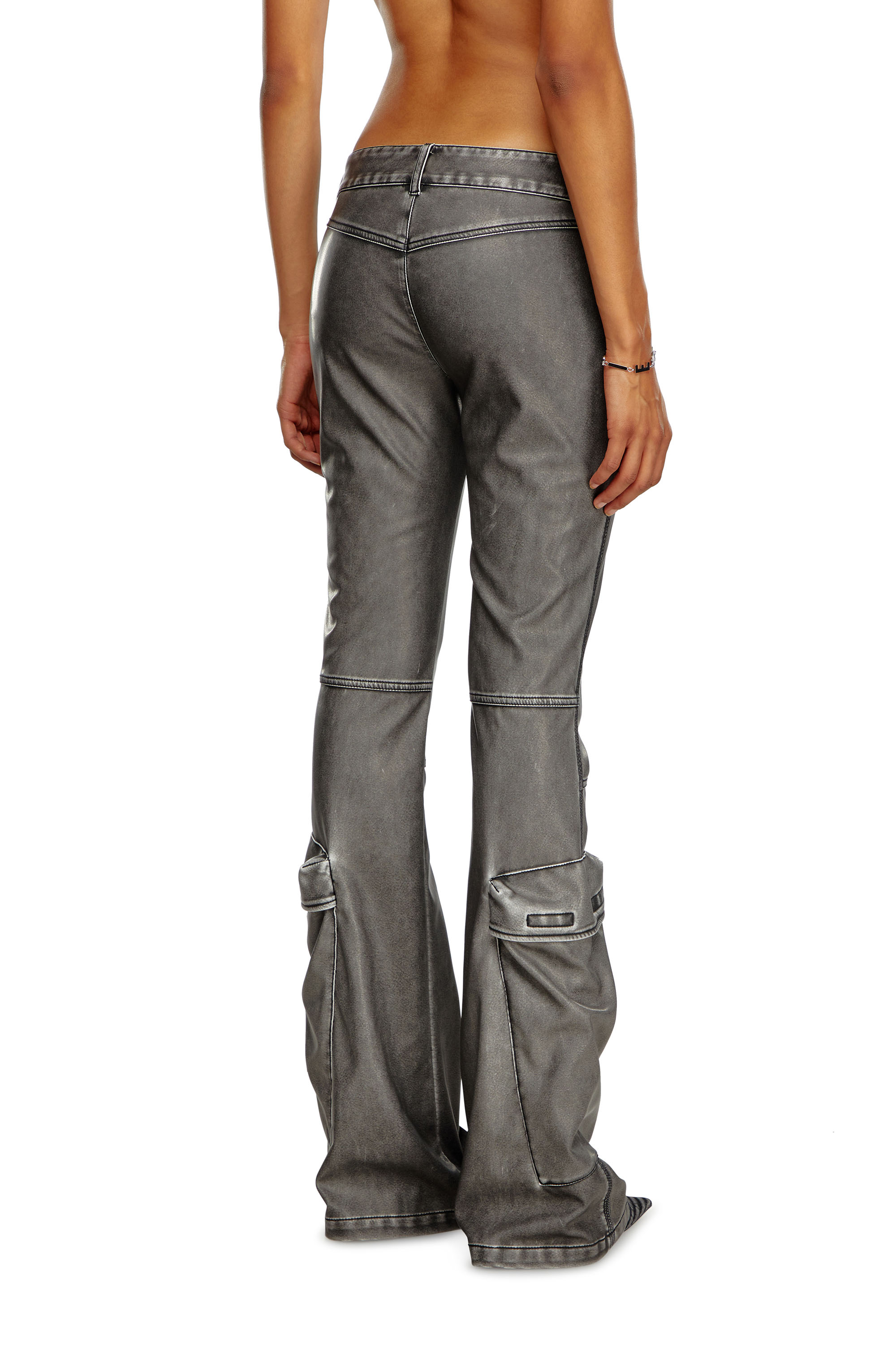 Diesel - P-OWER-P1, Female Bootcut trousers in washed tech fabric in ブラック - Image 4