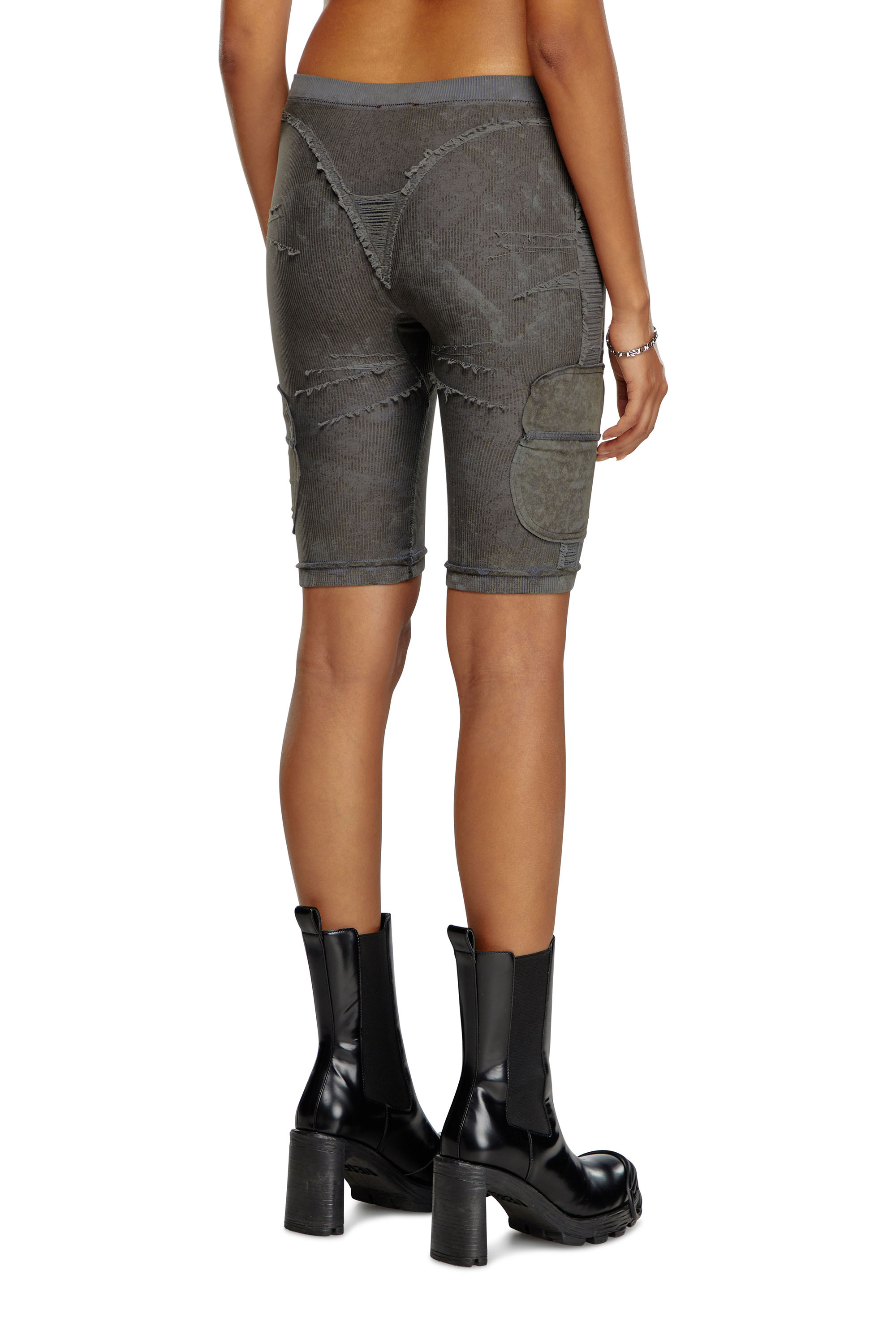 Diesel - AWSB-LISETTE-WT03, Female Ribbed cycling shorts with laddering in グレー - Image 4