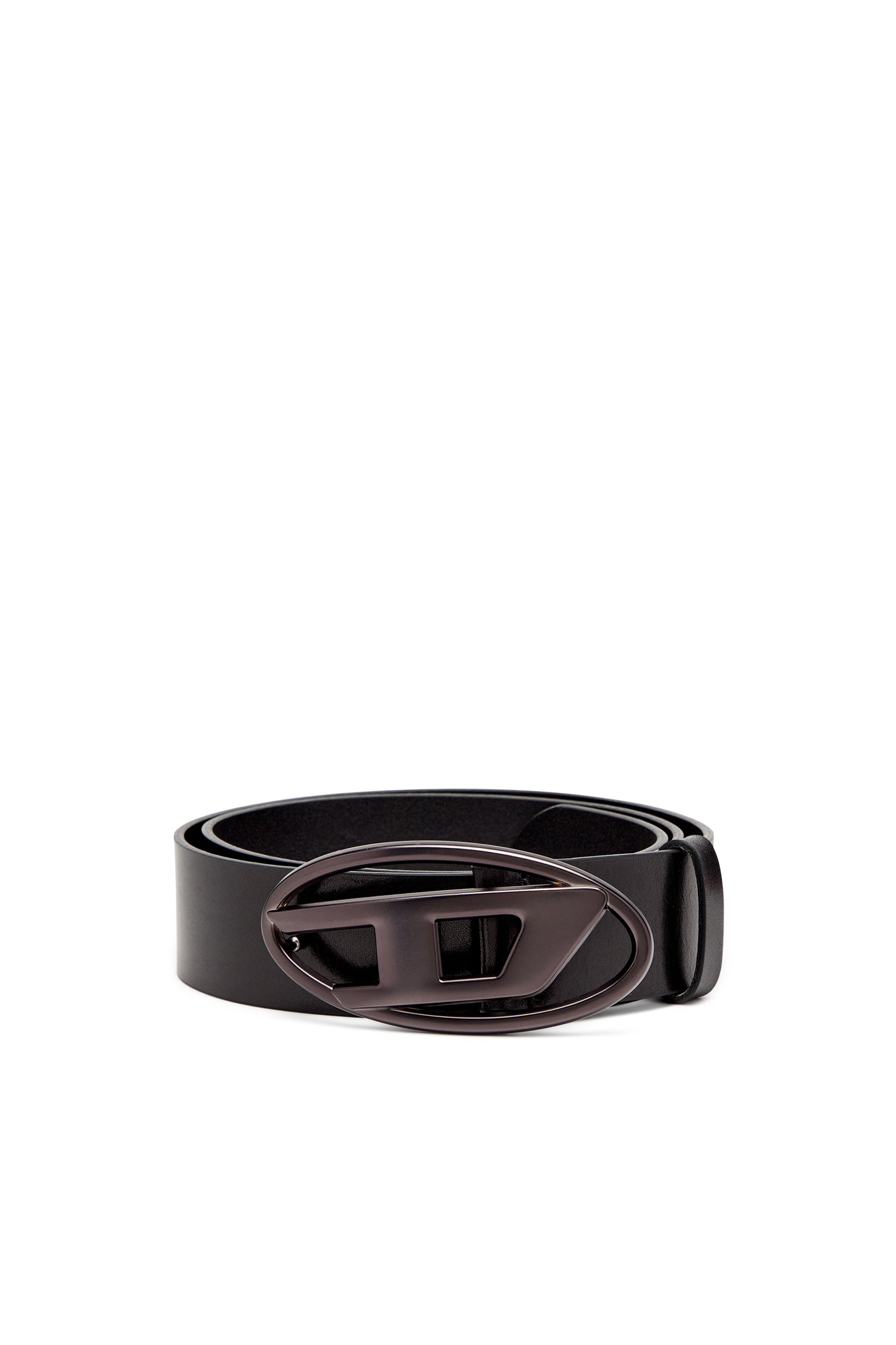 Diesel - B-1DR, Unisex's Leather belt with metallic Oval D buckle in ブラック - 1