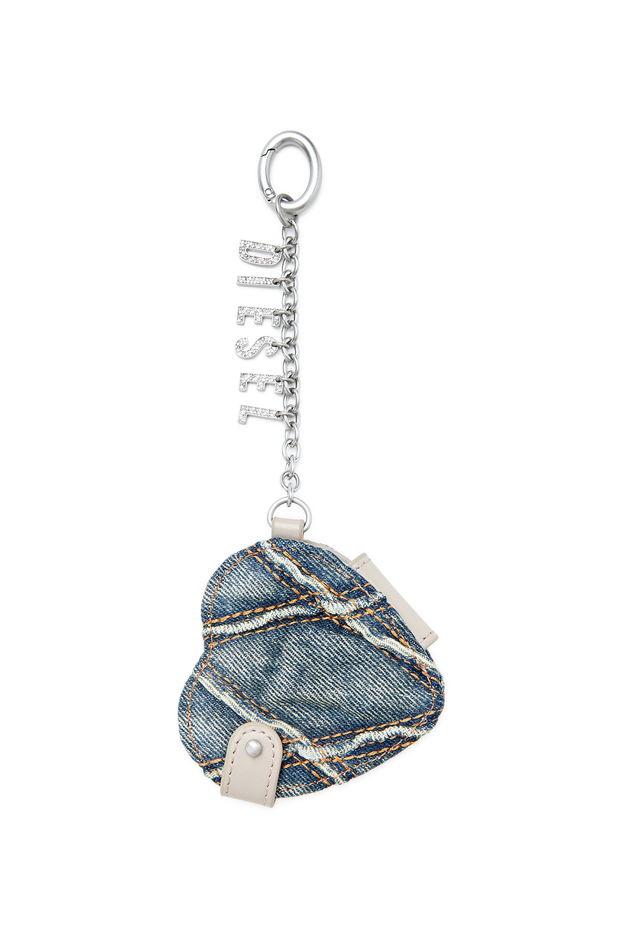 Diesel - CHARM-D MIRROR, Female's Mirror charm in argyle quilted denim in シルバー - 1