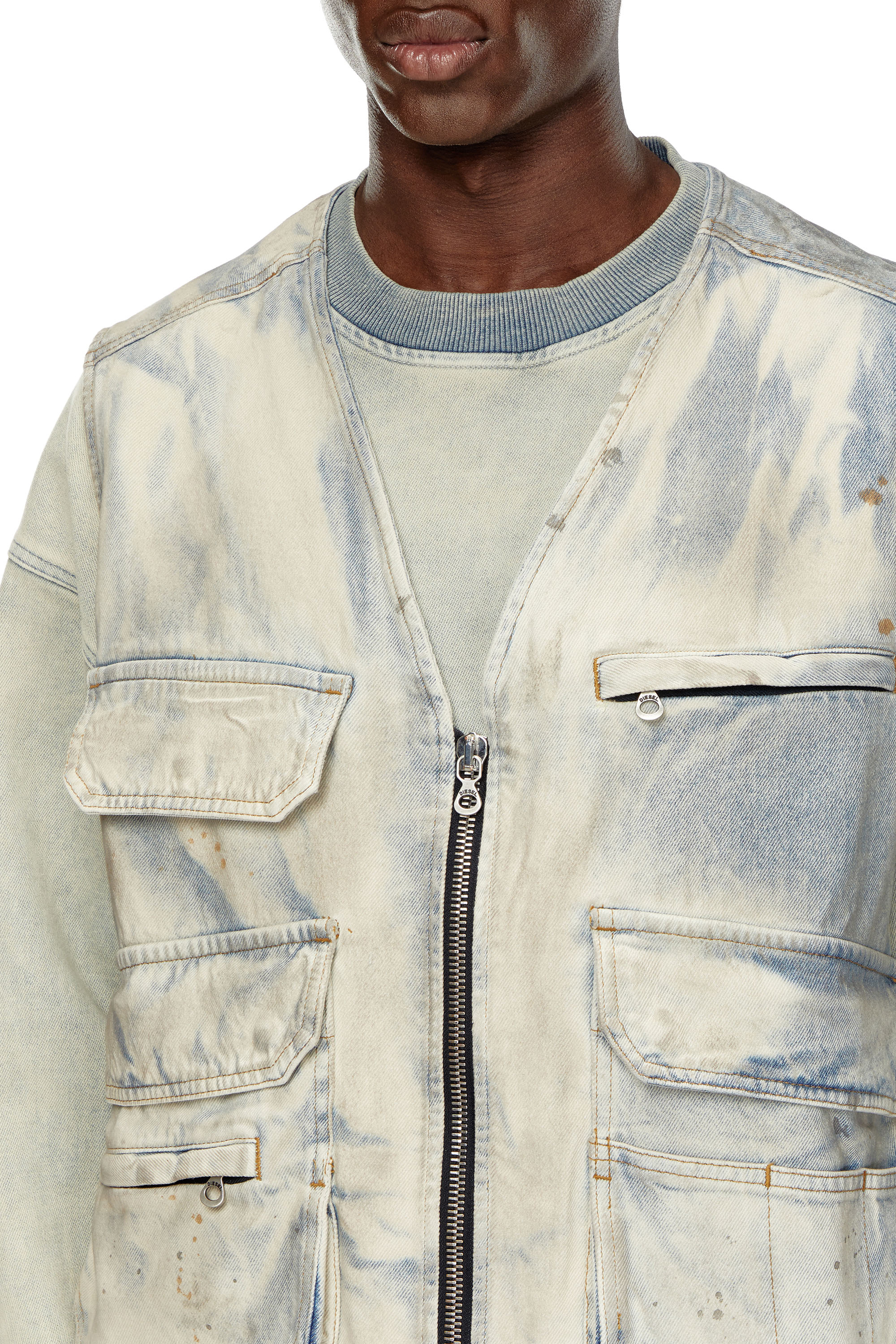 Diesel - D-SAMP-S, Male Sleeveless jacket in solarised denim in マルチカラー - Image 5