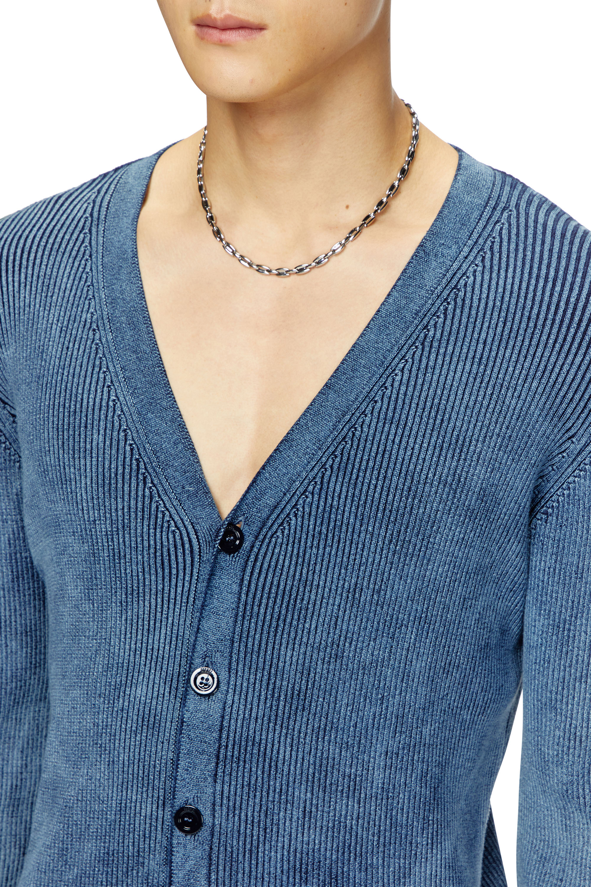 Diesel - K-ARDI-D, Male's Indigo-knit cardigan in ブルー - 5