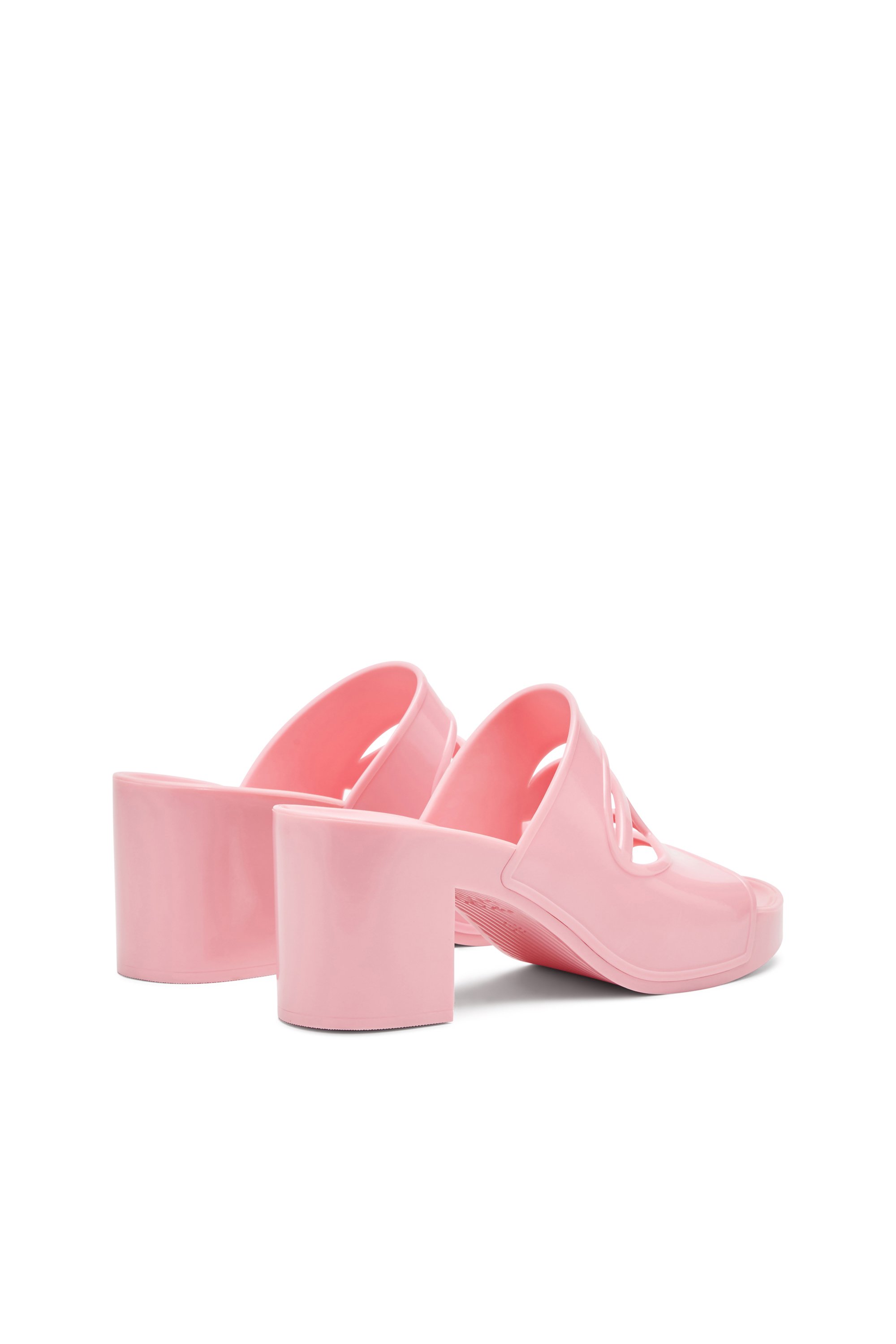 Diesel - SA-BONNIE, Female's Sa-Bonnie-Heeled rubber slides with cut-out logo in ピンク / ホワイト - 3