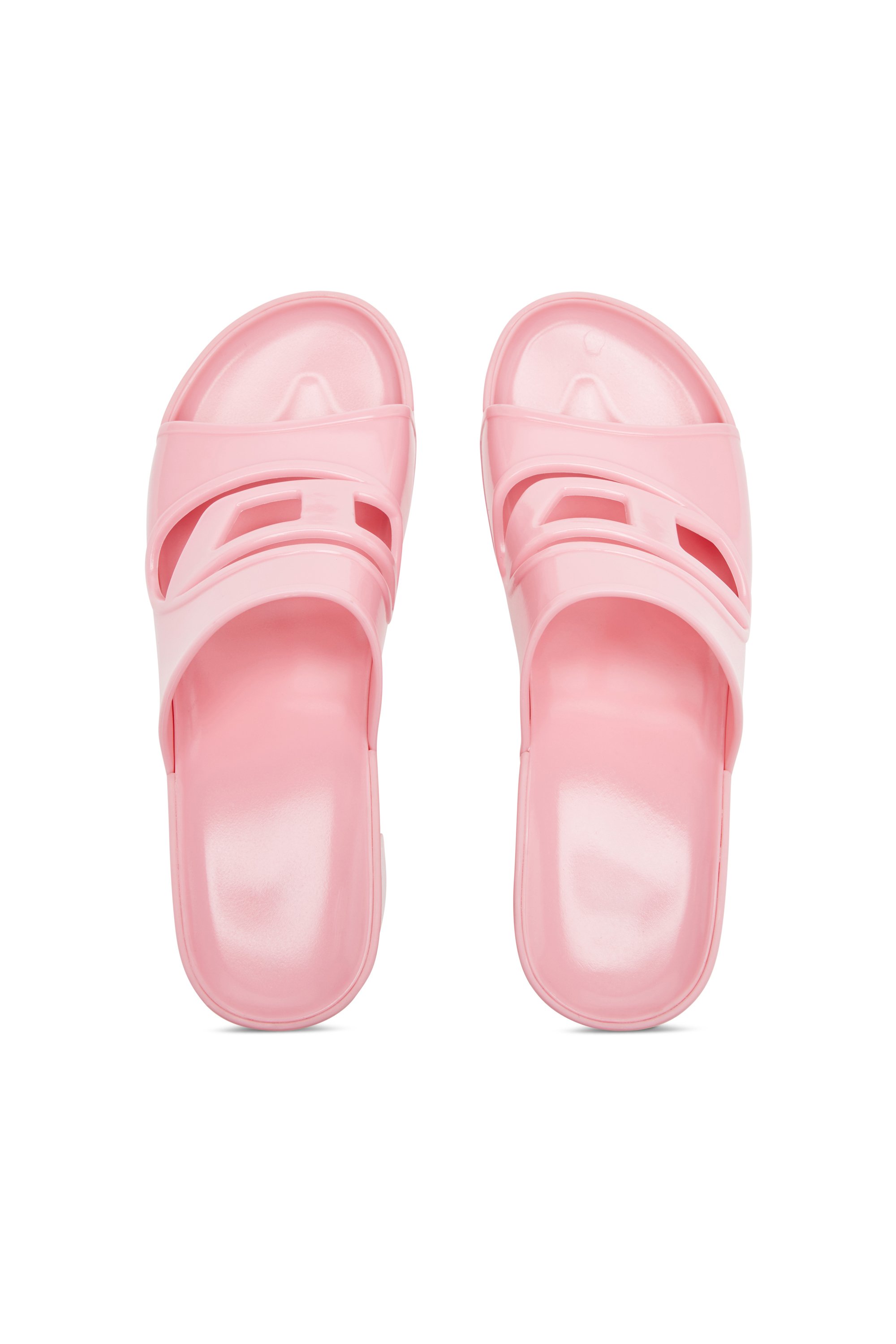 Diesel - SA-BONNIE, Female's Sa-Bonnie-Heeled rubber slides with cut-out logo in ピンク / ホワイト - 5