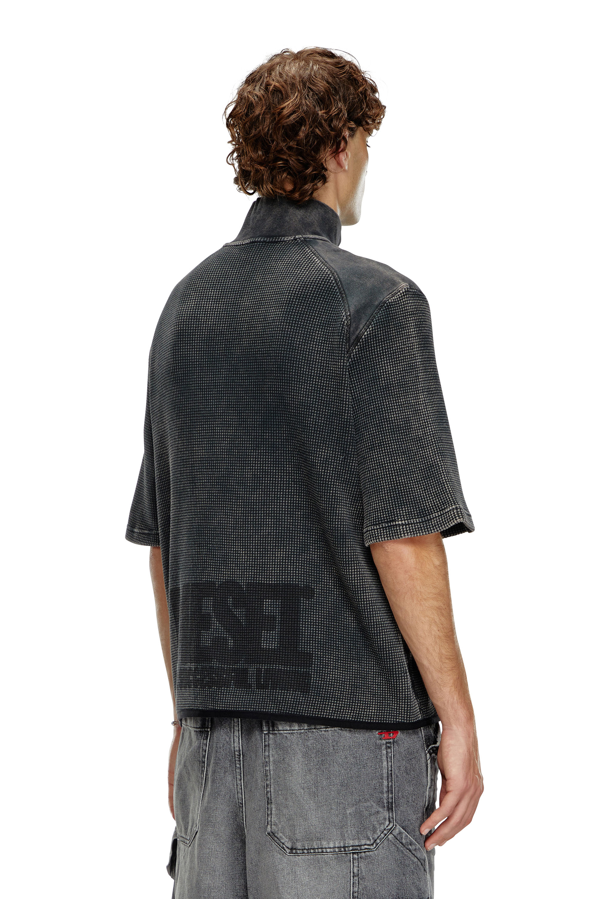 Diesel - S-WAFCOOL, Male Short-sleeve waffle-knit sweatshirt in ブラック - Image 4